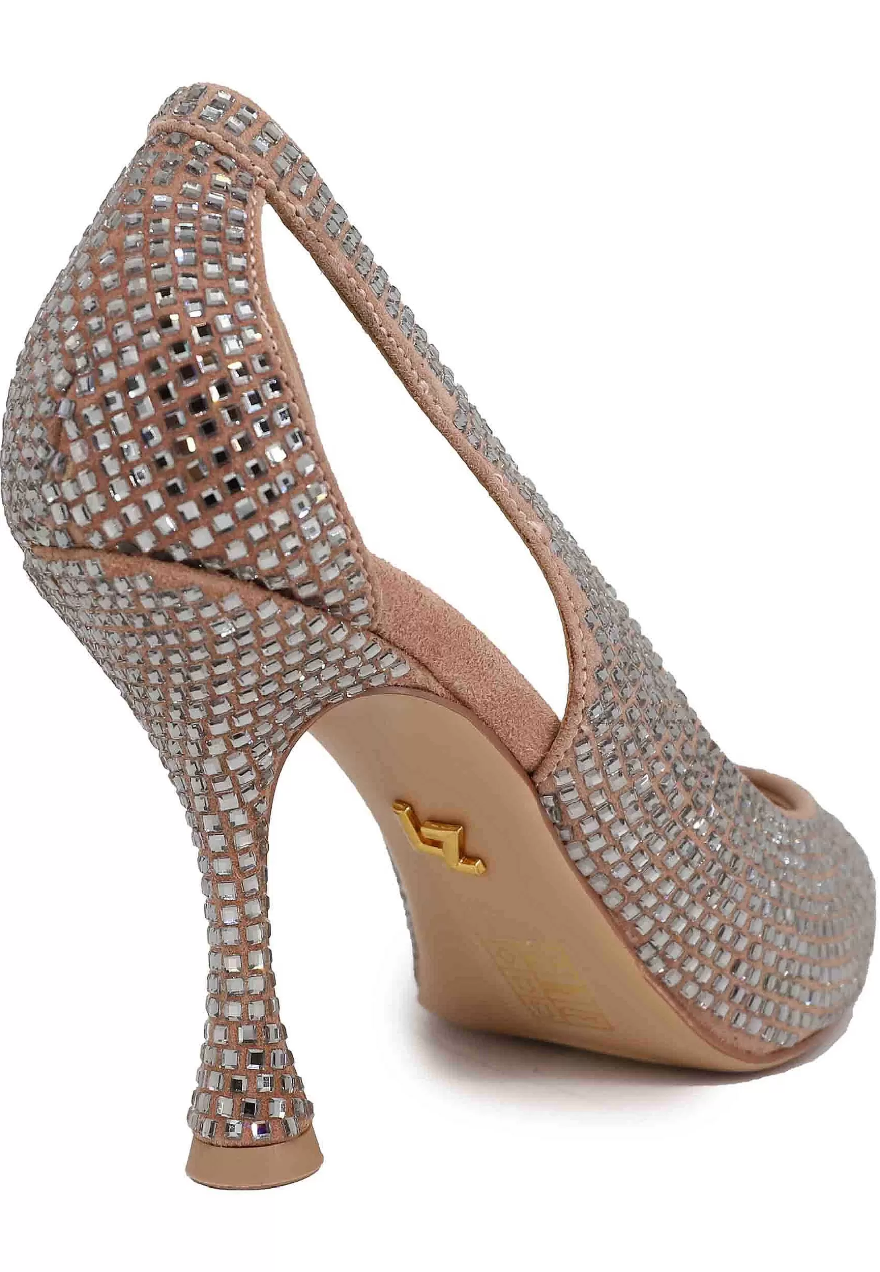 Decollete Donna In Strass Nude Tacco Alto Con Punta A Punta Nowa*Lola Cruz Clearance