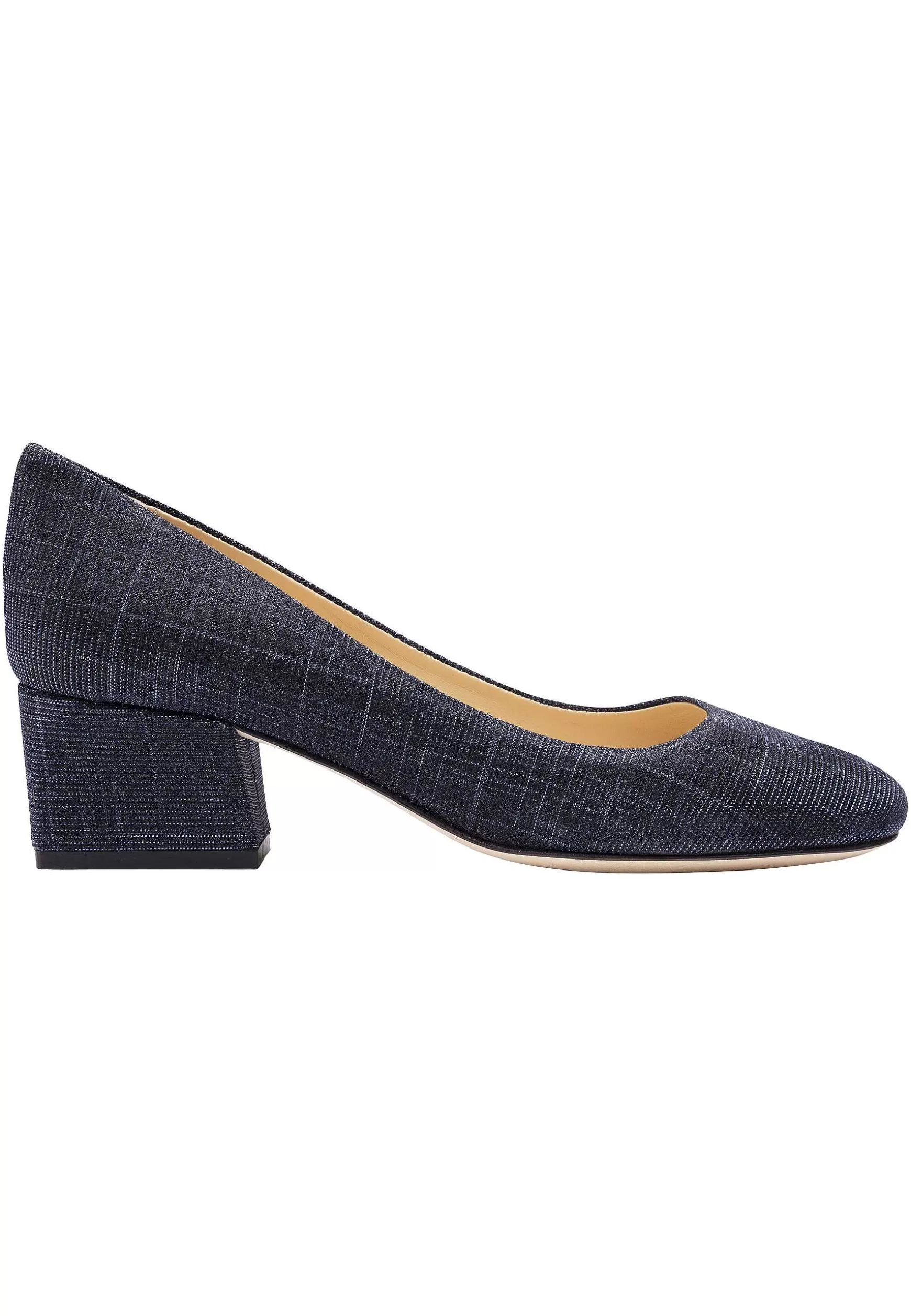 Decoete Donna In Tessuto Bu Punta Tonda Tacco Medio E Suoa In Cuoio*L Flash Sale