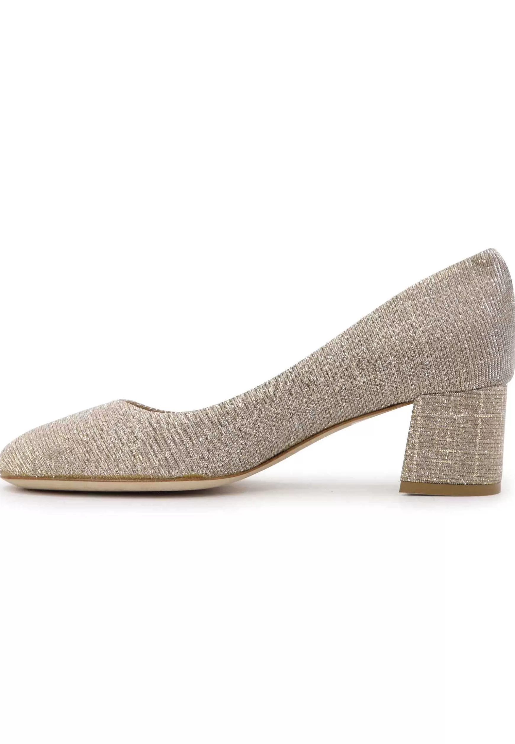 Decoete Donna In Tessuto Nude Con Punta Tonda Tacco Medio E Suoa In Cuoio*L Sale