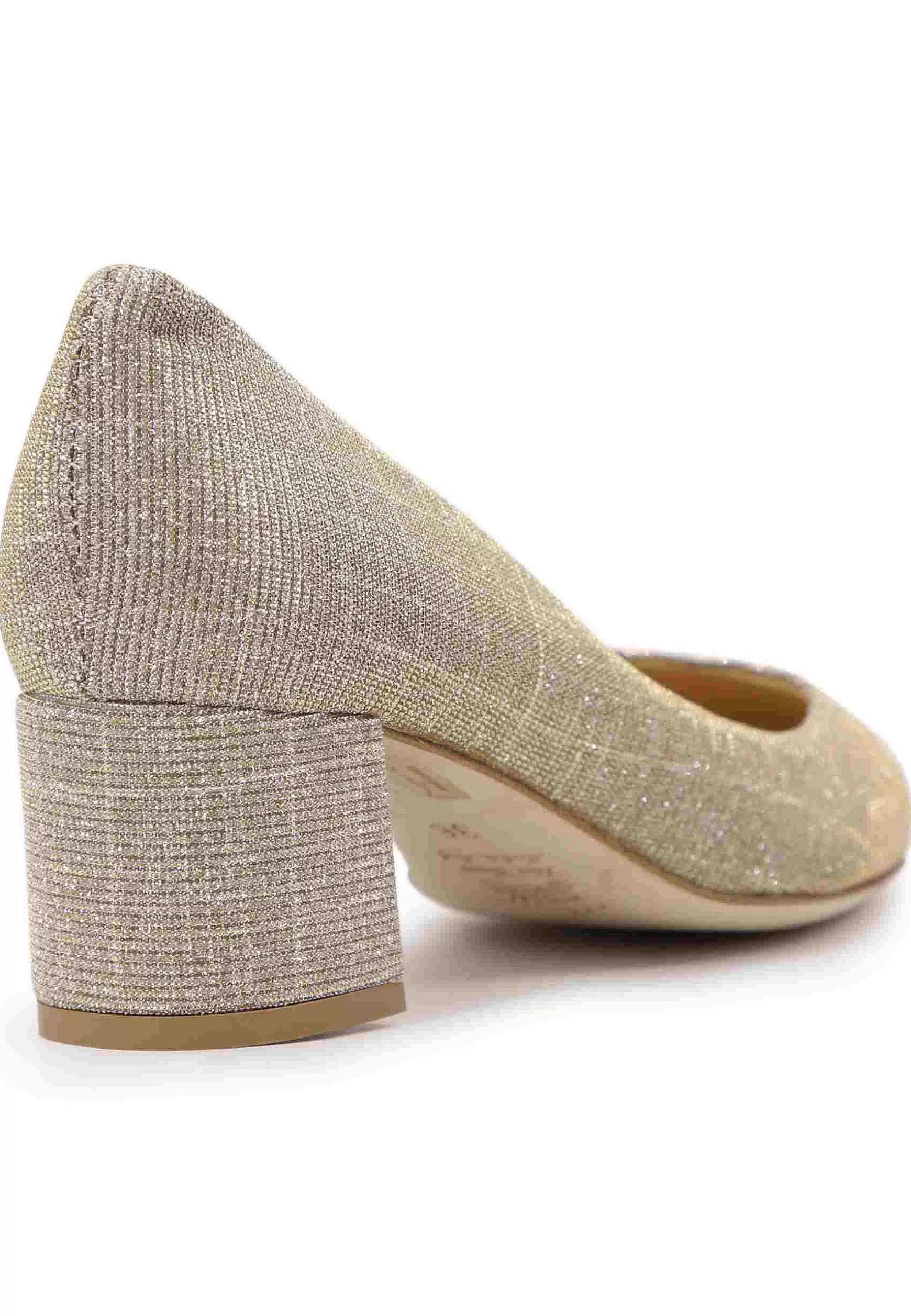 Decoete Donna In Tessuto Nude Con Punta Tonda Tacco Medio E Suoa In Cuoio*L Sale