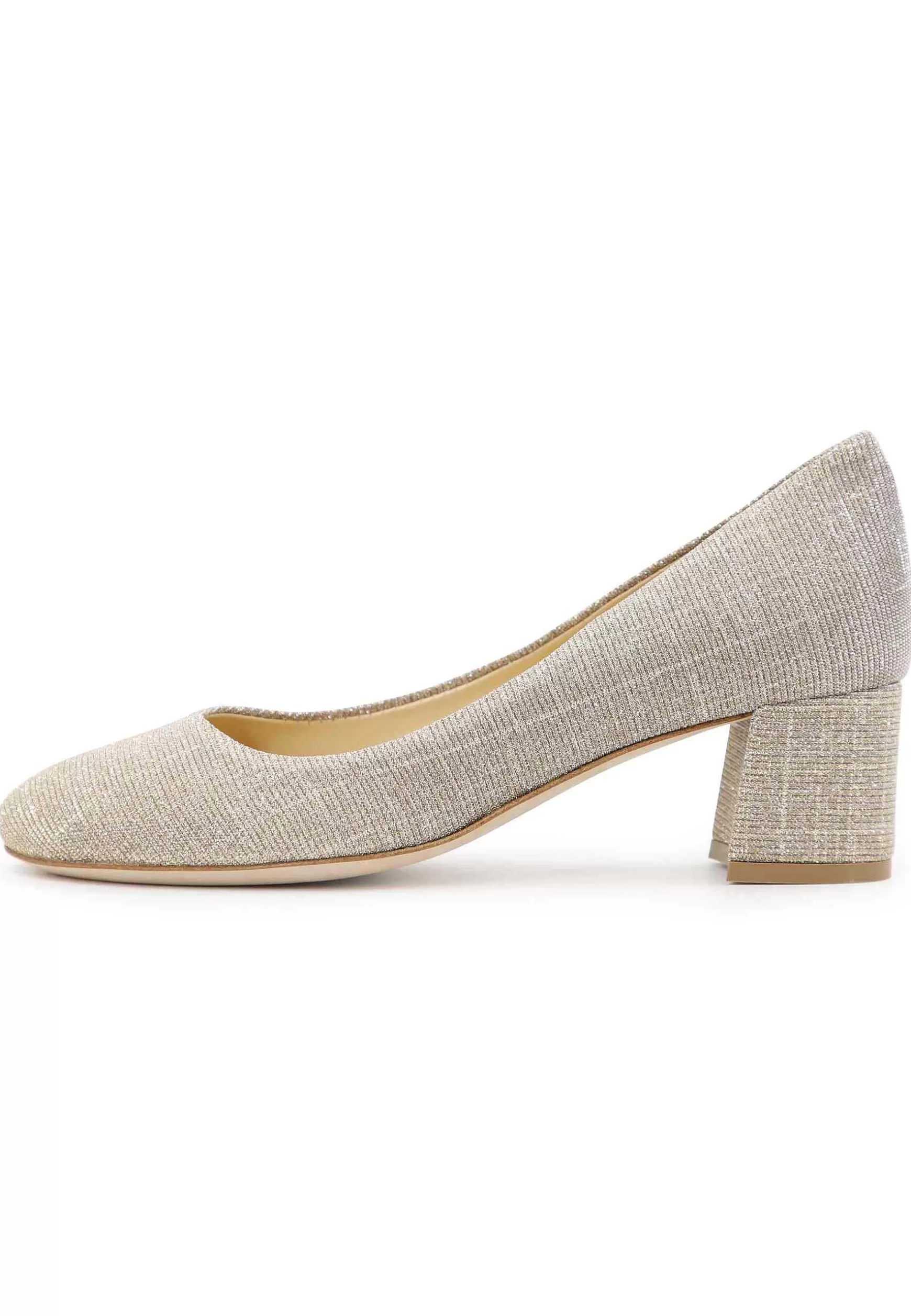 Decoete Donna In Tessuto Nude Con Punta Tonda Tacco Medio E Suoa In Cuoio*L Sale