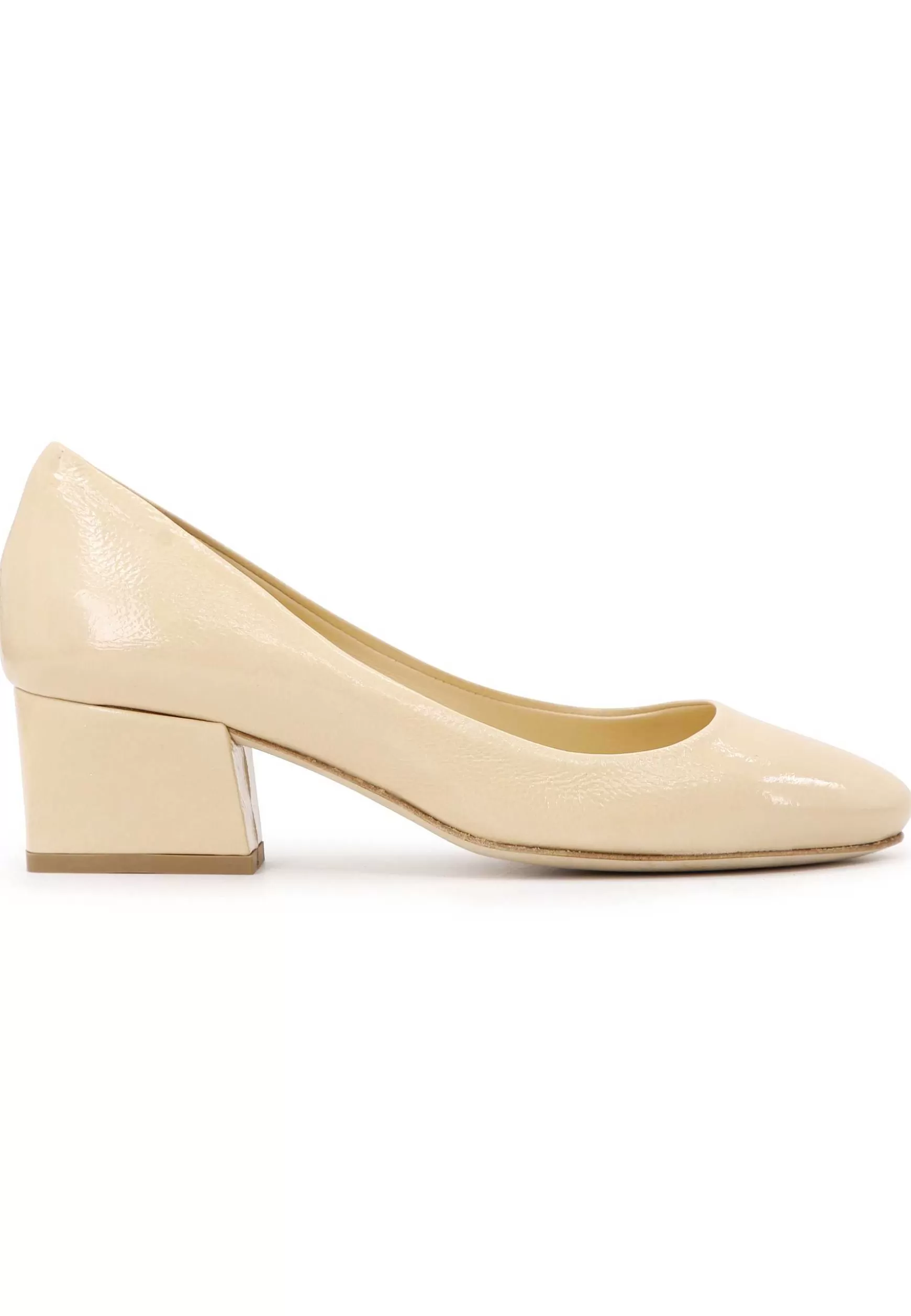 Decoete Donna In Vernice Beige Con Tacco Basso E Punta Tonda*L Hot