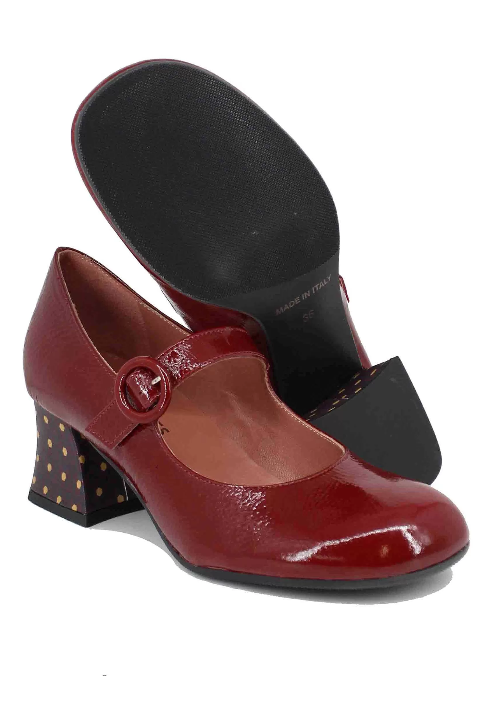 Decollete Donna In Vernice Bordeaux Con Tacco Decorato*Les Venues Hot