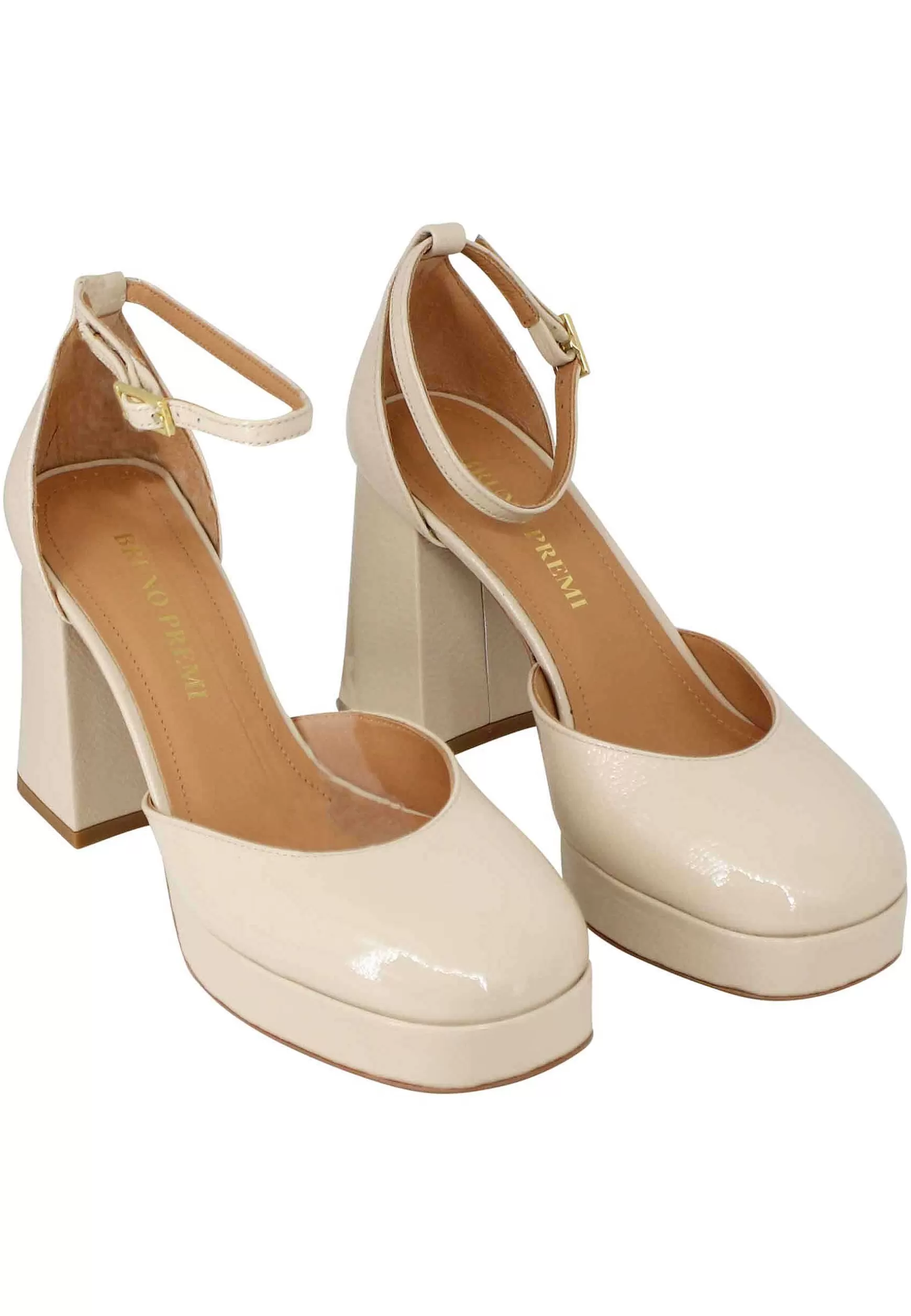 Decollete Donna In Vernice Cipria Con Tacco Alto E Plateau*Bruno Premi Discount