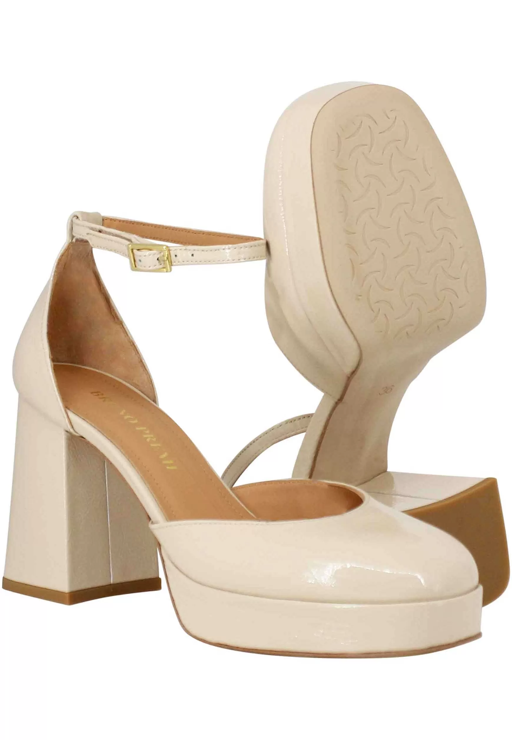 Decollete Donna In Vernice Cipria Con Tacco Alto E Plateau*Bruno Premi Discount
