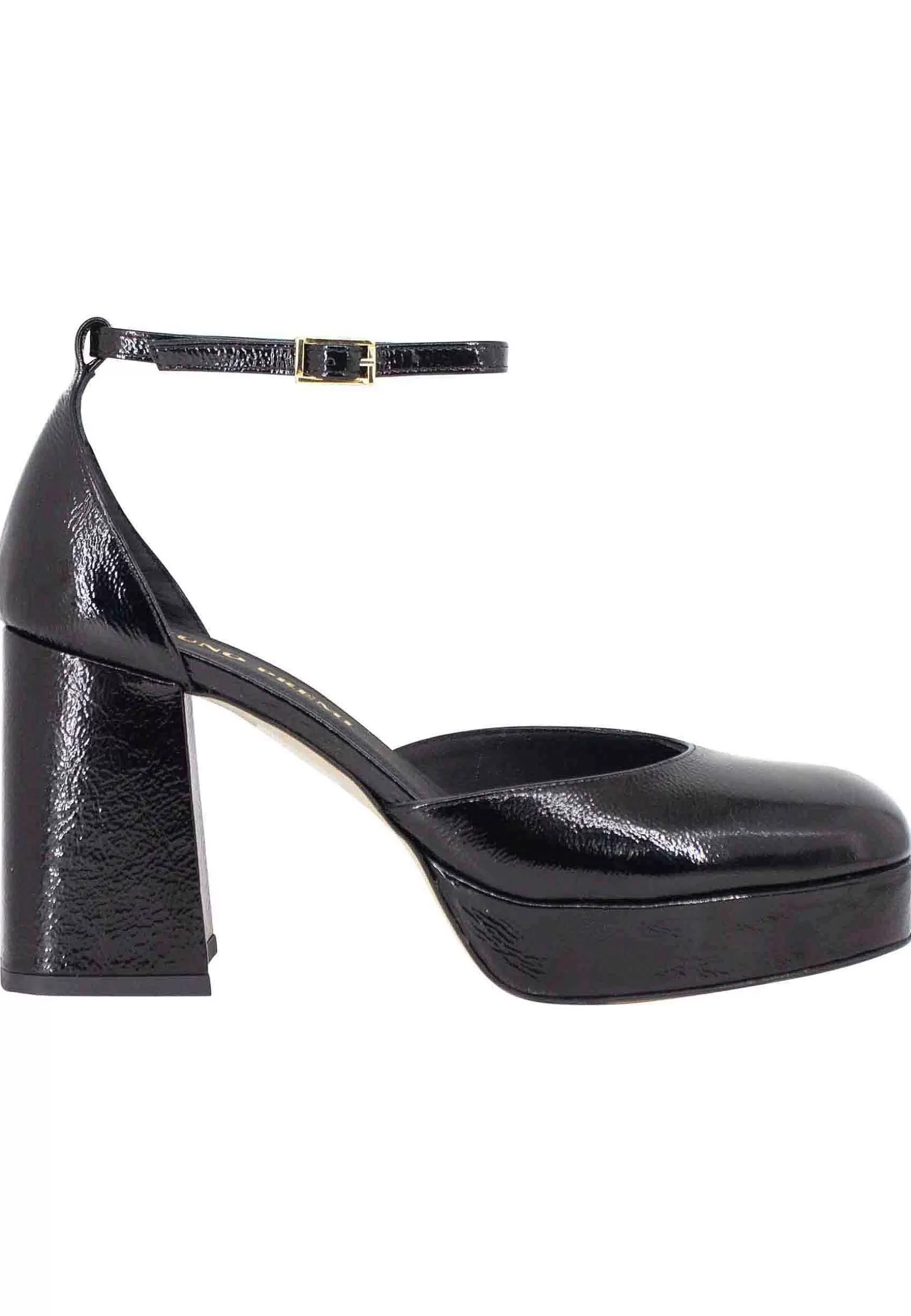 Decollete Donna In Vernice Nera Con Tacco Alto E Plateau*Bruno Premi New
