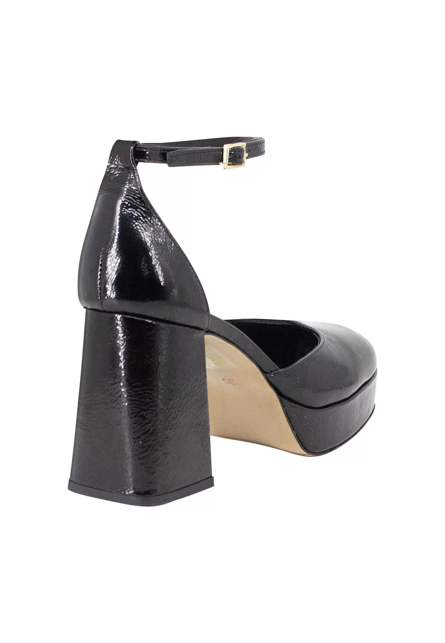 Decollete Donna In Vernice Nera Con Tacco Alto E Plateau*Bruno Premi New