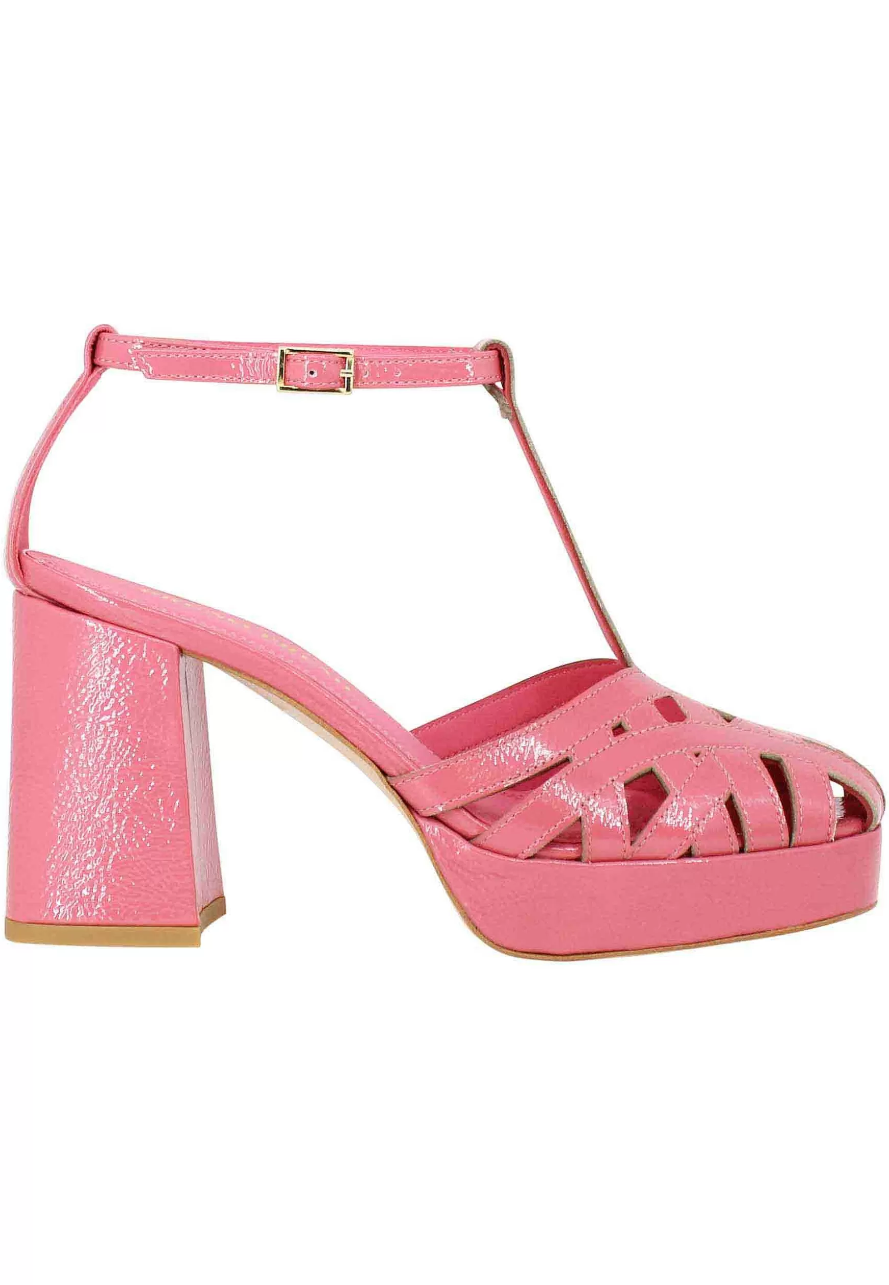 Decollete Donna In Vernice Rosa Con Cinturini Tacco Alto E Plateau*Bruno Premi Store