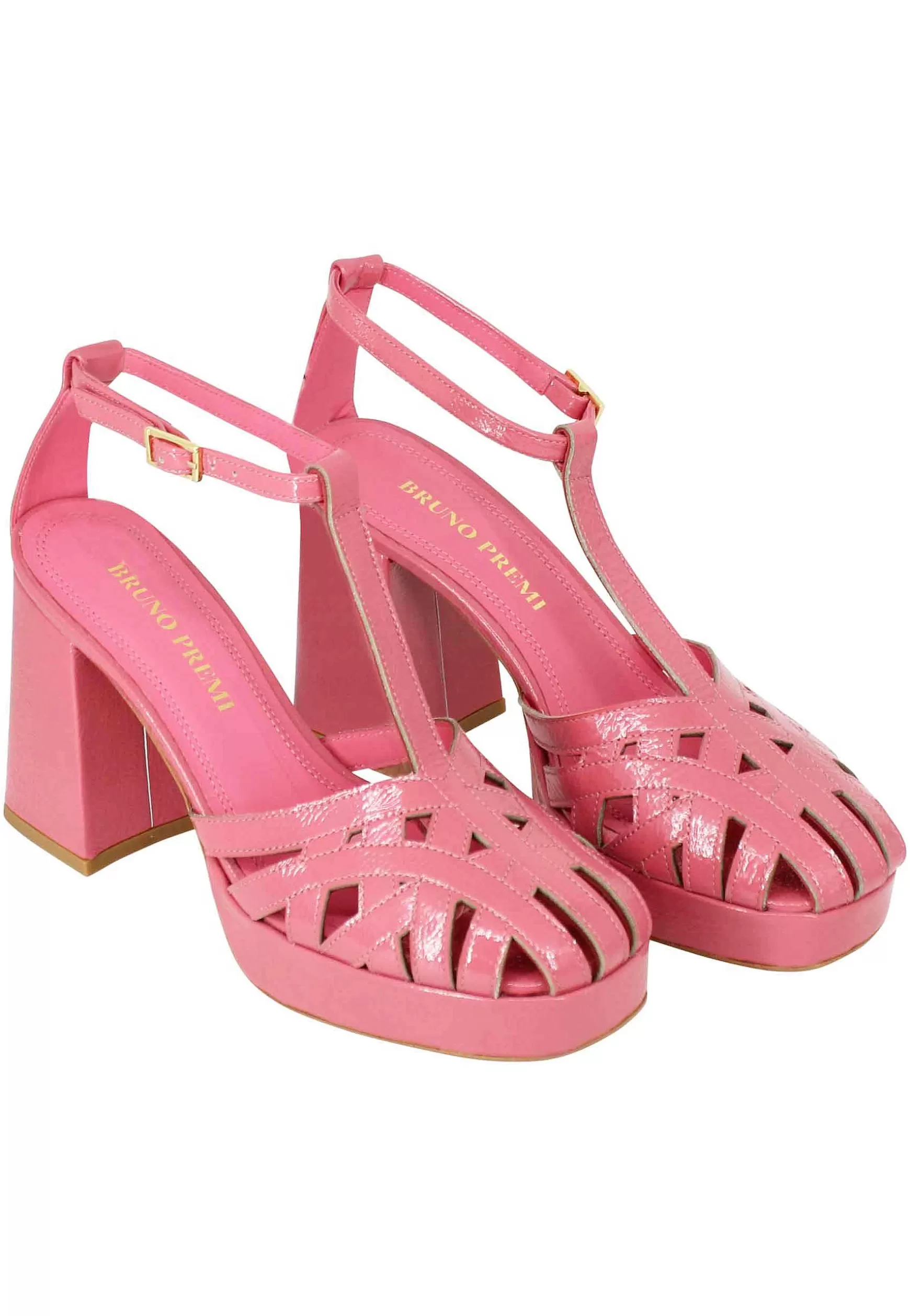 Decollete Donna In Vernice Rosa Con Cinturini Tacco Alto E Plateau*Bruno Premi Store