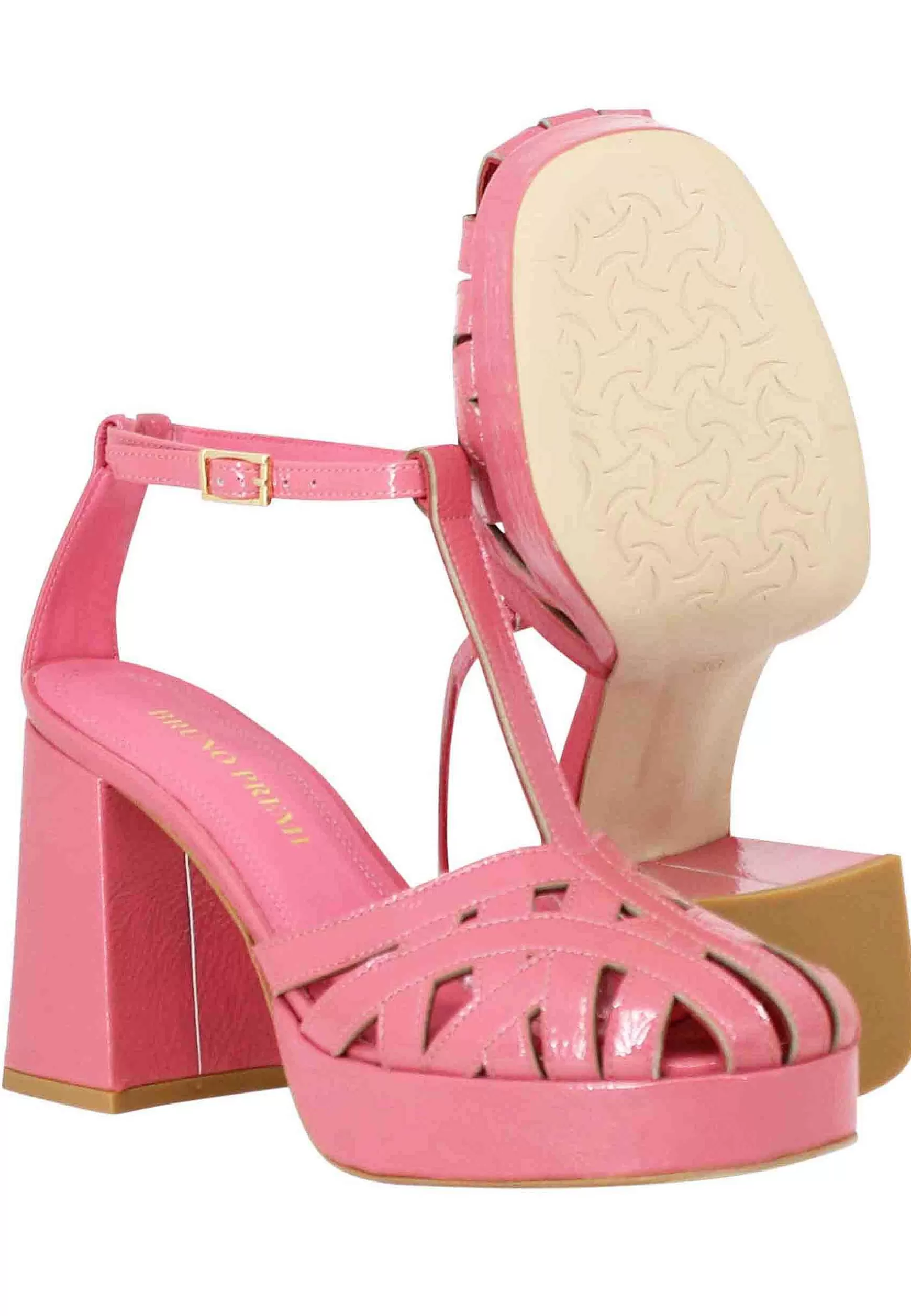 Decollete Donna In Vernice Rosa Con Cinturini Tacco Alto E Plateau*Bruno Premi Store