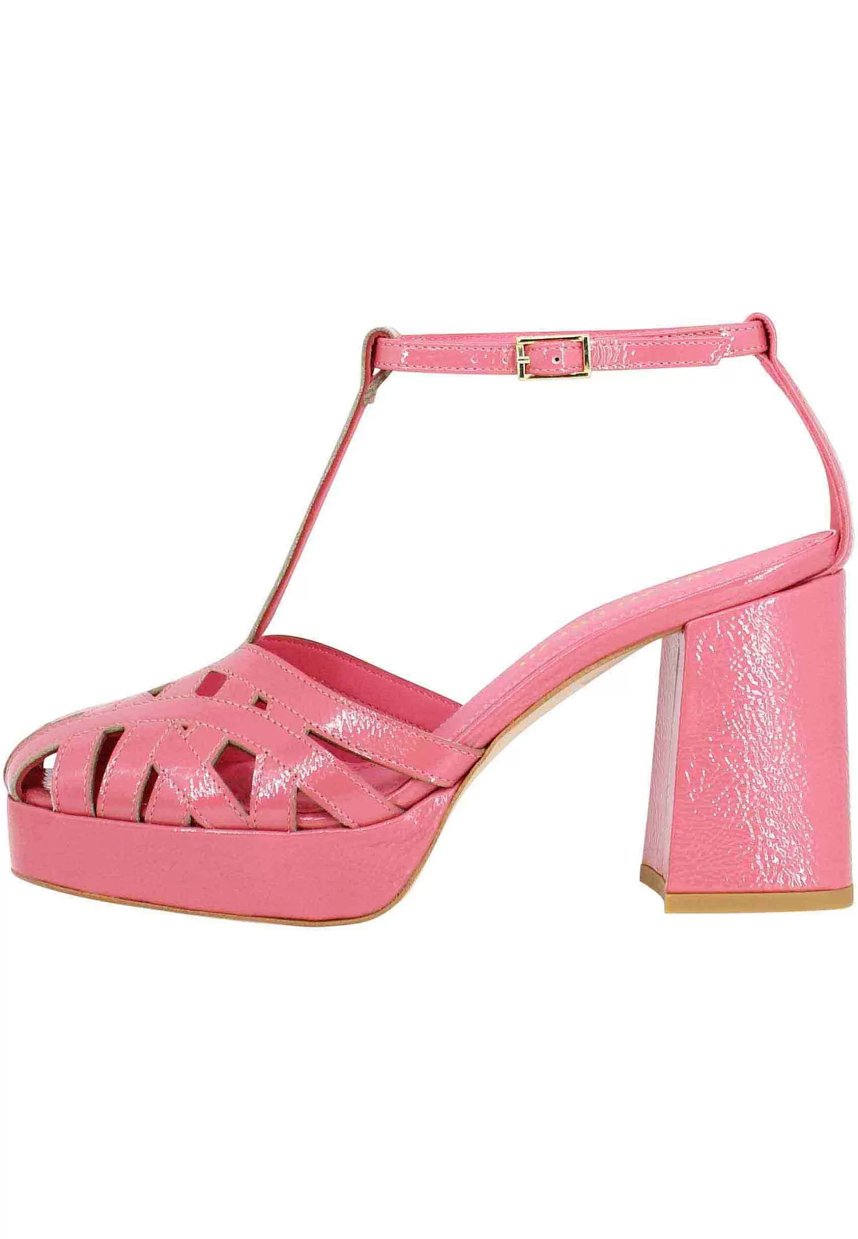 Decollete Donna In Vernice Rosa Con Cinturini Tacco Alto E Plateau*Bruno Premi Store