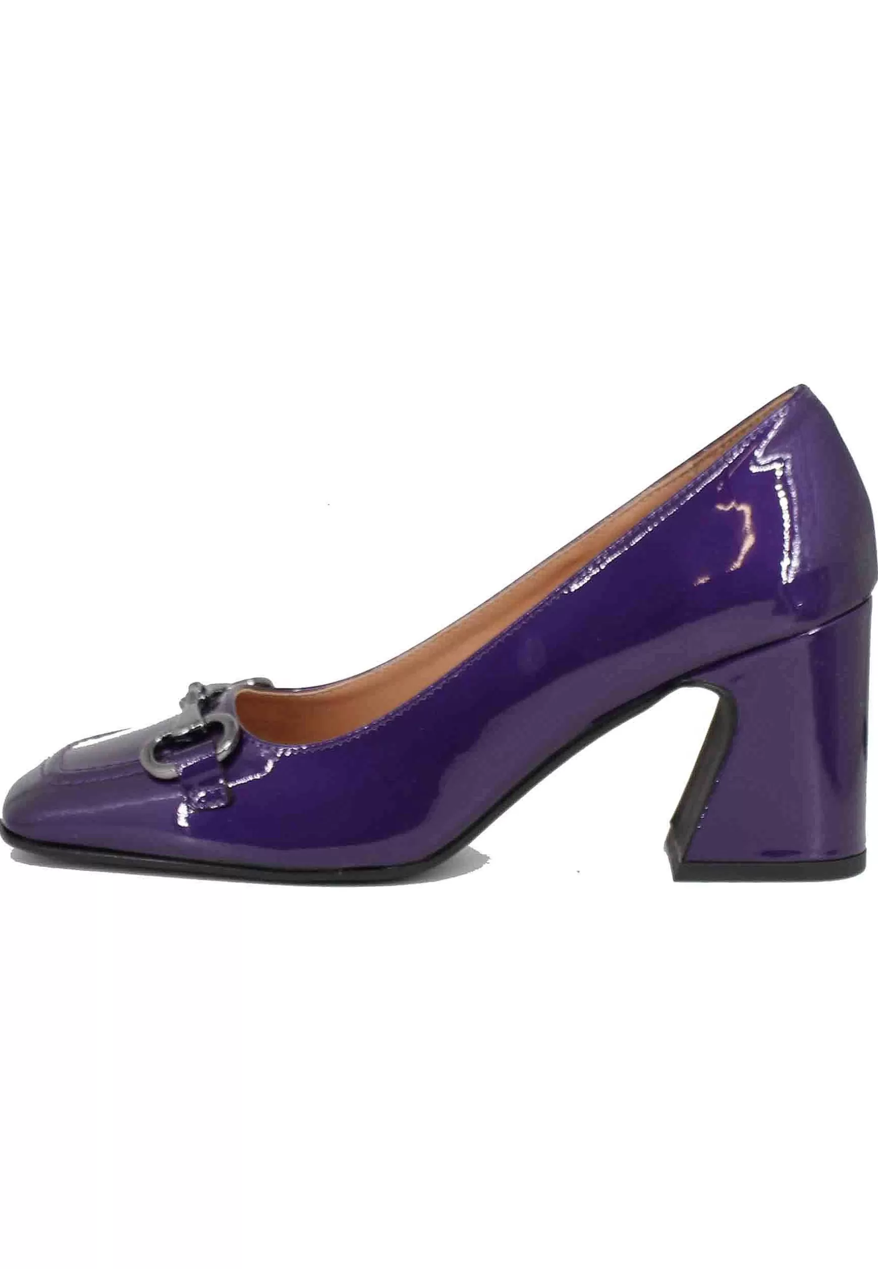 Decollete Donna In Vernice Viola Con Punta Quadra Morsetto E Tacco Alto** Best