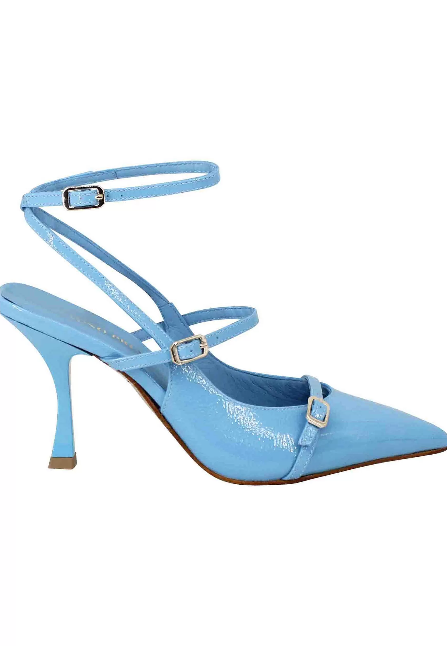 Decollete Donna Tai Laliet In Vernice Celeste Con Doppi Cinturini E Tacco Alto*Bruno Premi Store