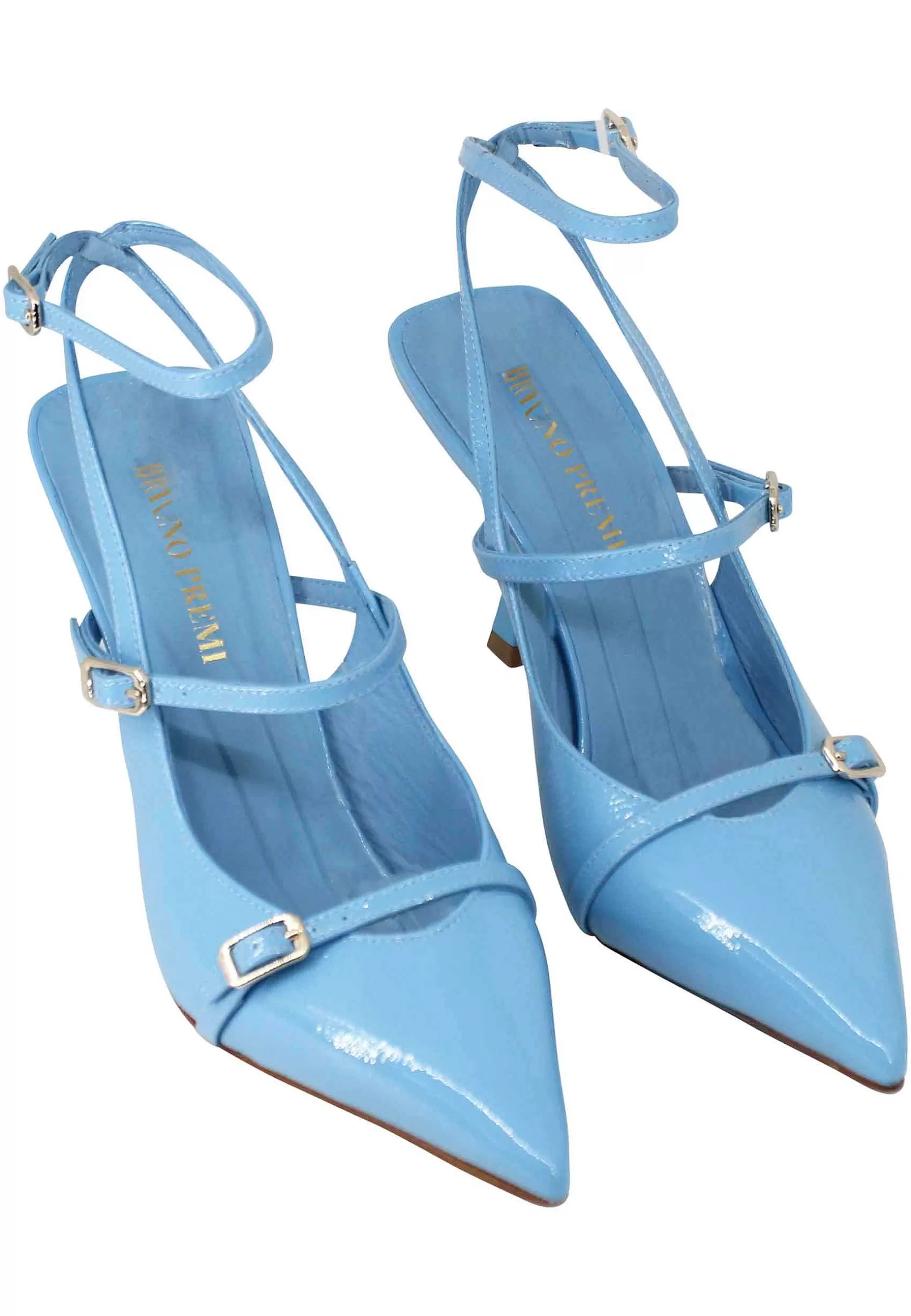 Decollete Donna Tai Laliet In Vernice Celeste Con Doppi Cinturini E Tacco Alto*Bruno Premi Store
