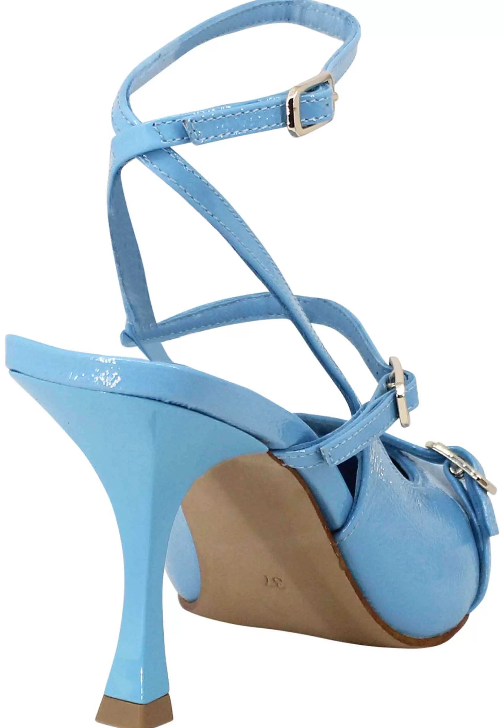 Decollete Donna Tai Laliet In Vernice Celeste Con Doppi Cinturini E Tacco Alto*Bruno Premi Store