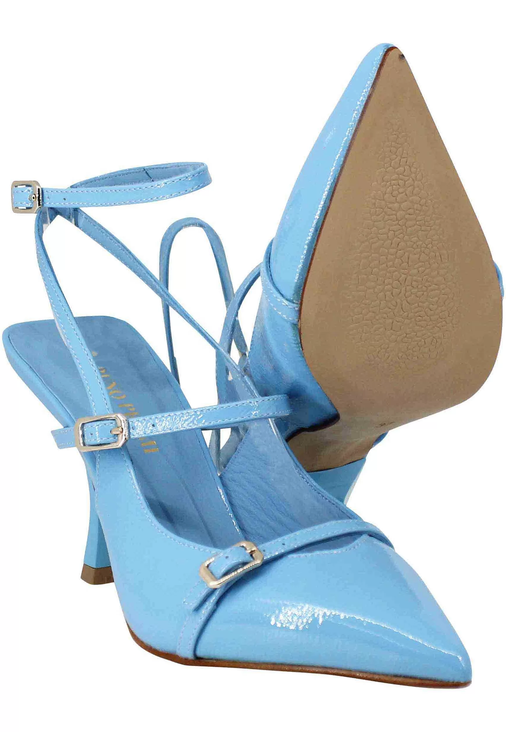 Decollete Donna Tai Laliet In Vernice Celeste Con Doppi Cinturini E Tacco Alto*Bruno Premi Store