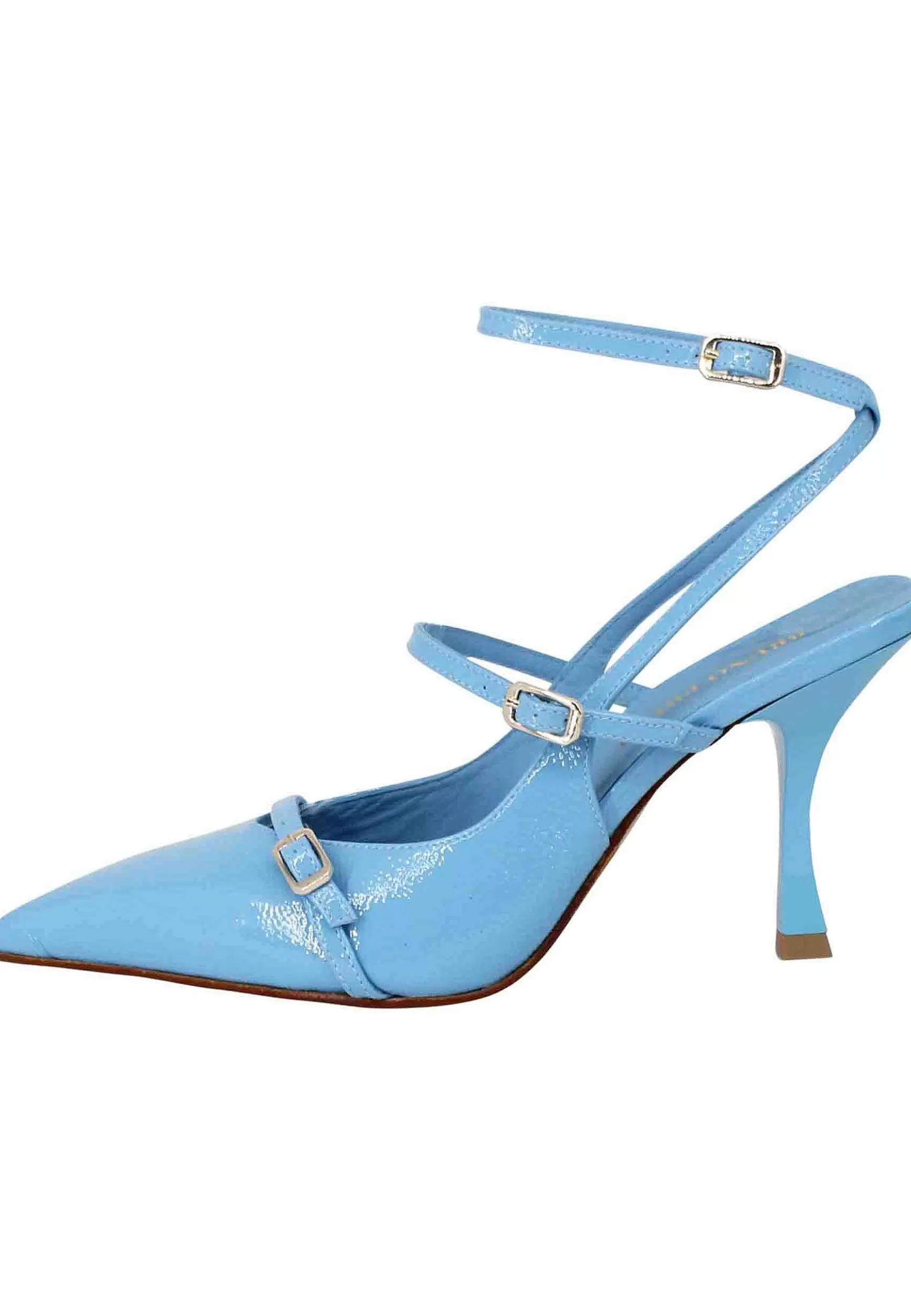 Decollete Donna Tai Laliet In Vernice Celeste Con Doppi Cinturini E Tacco Alto*Bruno Premi Store