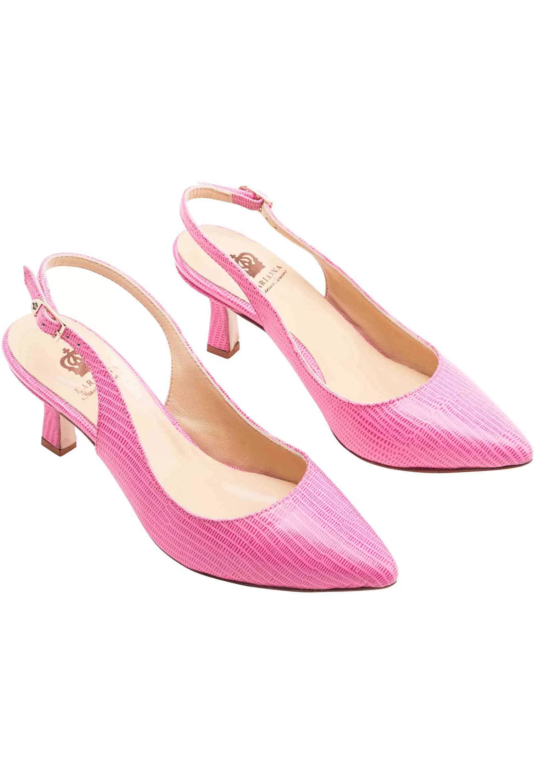 Decoete Simback Donna In Pee Rosa Stampata Tacco Medio E Suoa In Cuoio*L Clearance