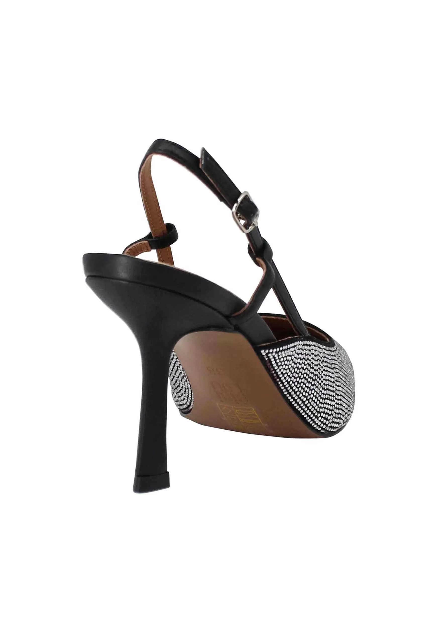 Decollete Slingback Donna Idalia In Tessuto Nero Con Strass Con Tacco Alto*Bibi Lou Best Sale