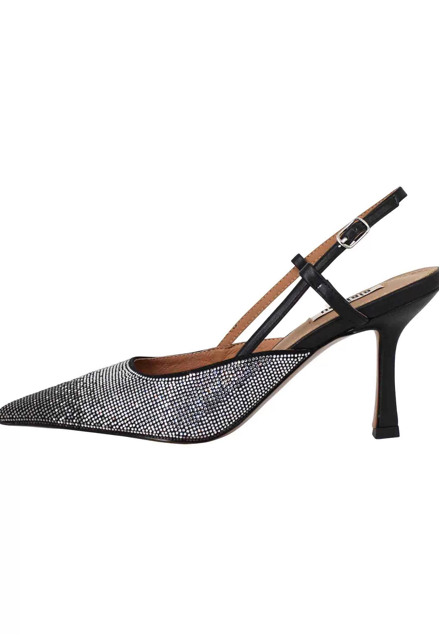 Decollete Slingback Donna Idalia In Tessuto Nero Con Strass Con Tacco Alto*Bibi Lou Best Sale