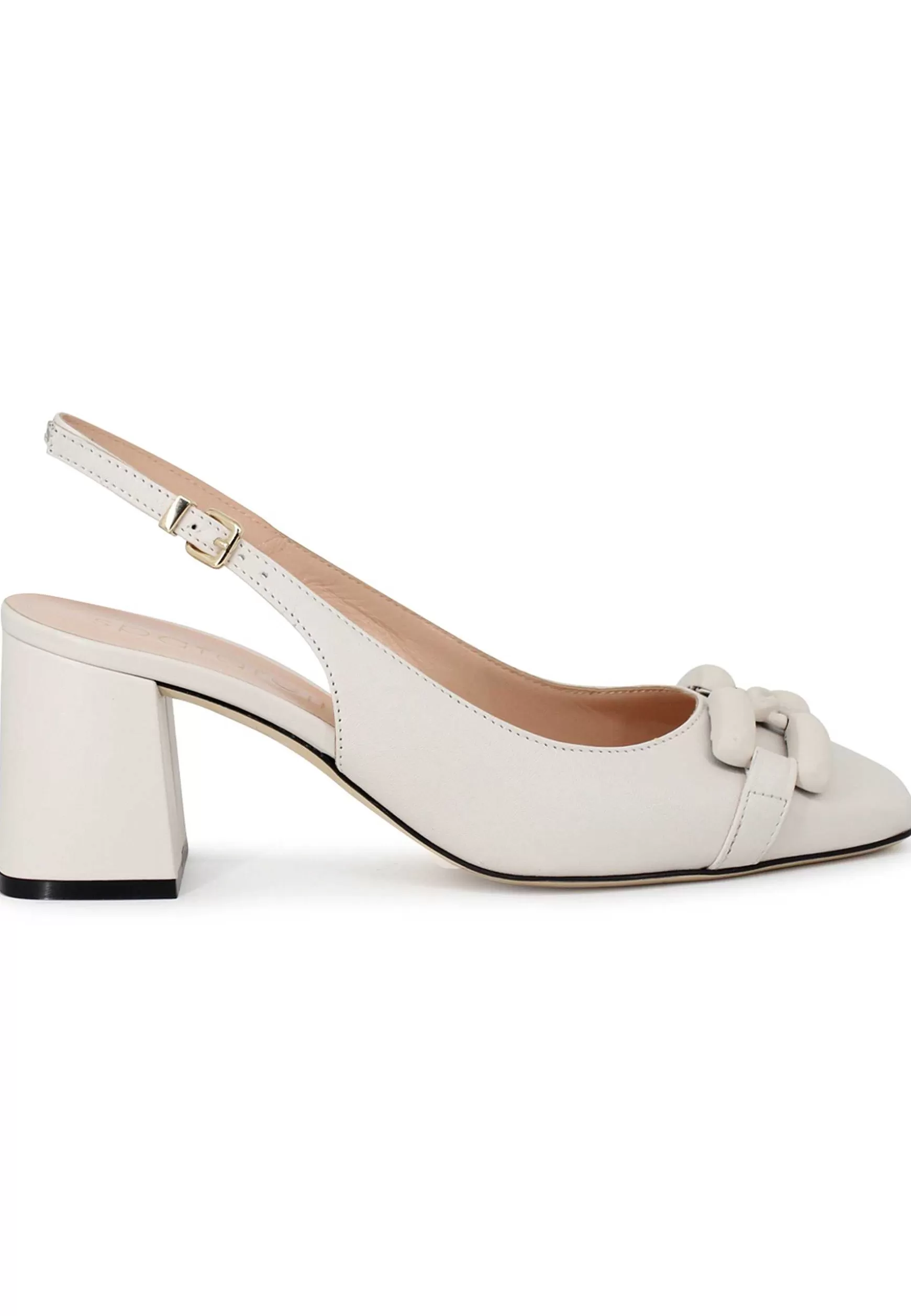 Decollete Slingback Donna In Pelle Beige Con Accessotrio In Tinta** Store