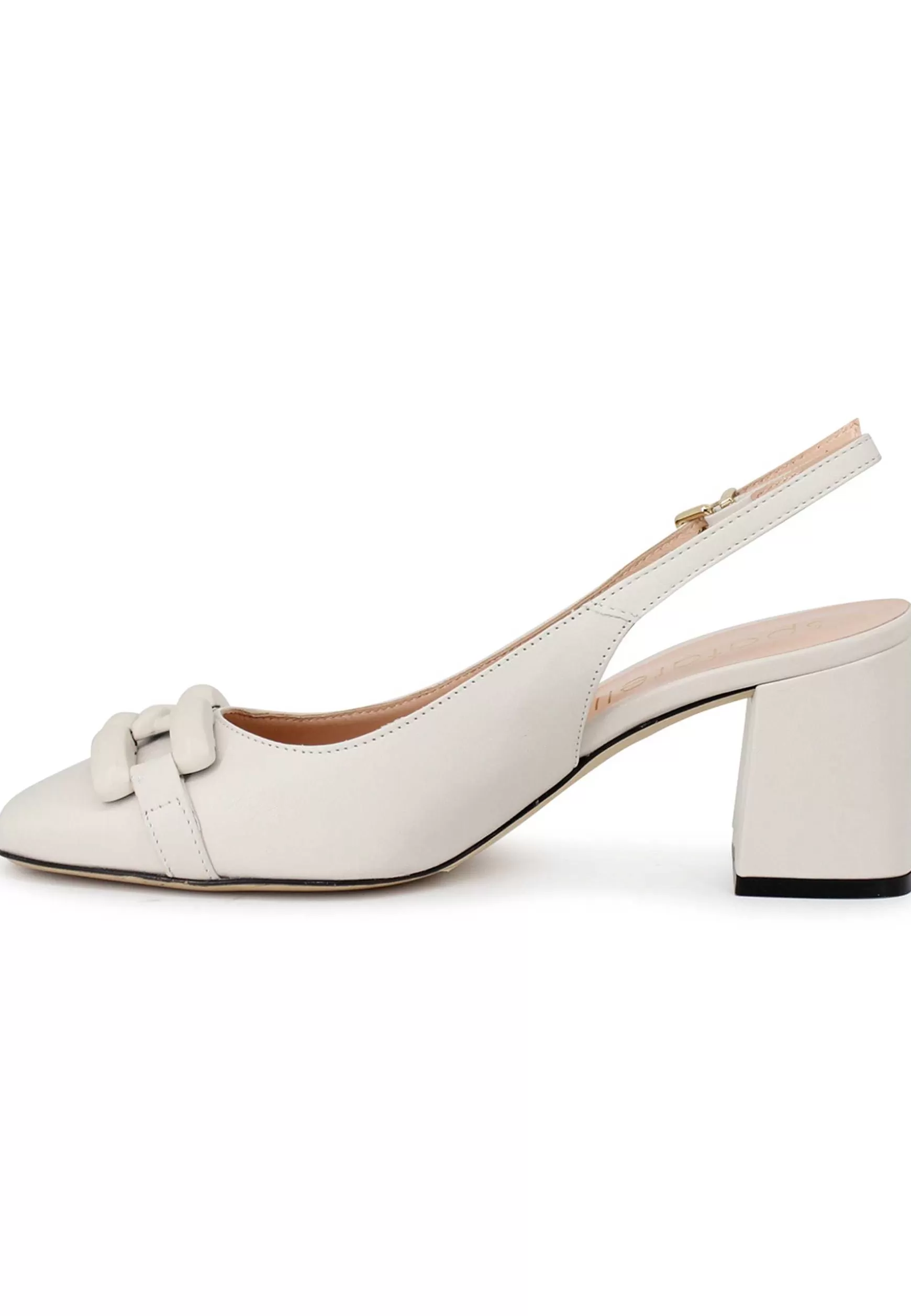 Decollete Slingback Donna In Pelle Beige Con Accessotrio In Tinta** Store