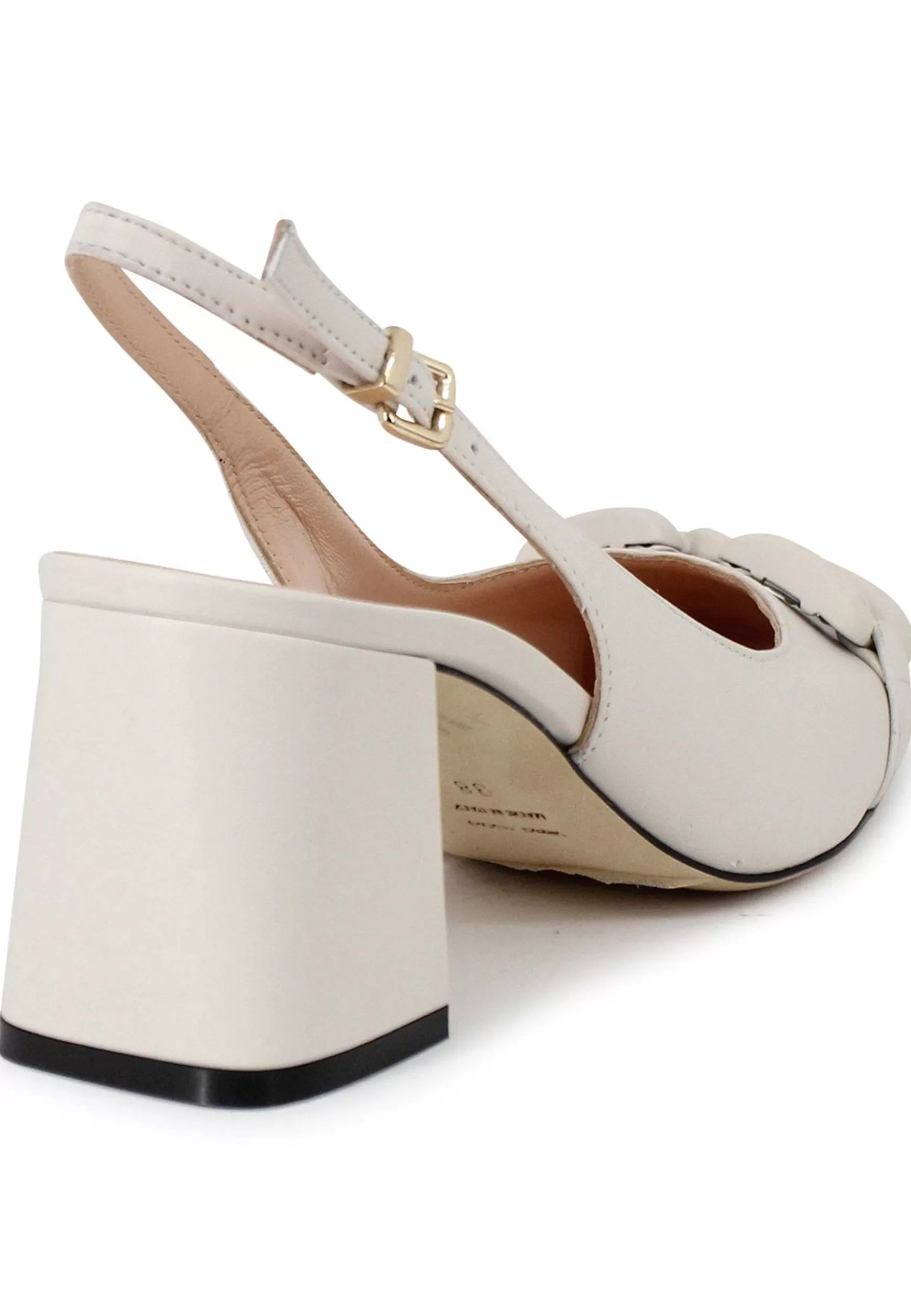 Decollete Slingback Donna In Pelle Beige Con Accessotrio In Tinta** Store