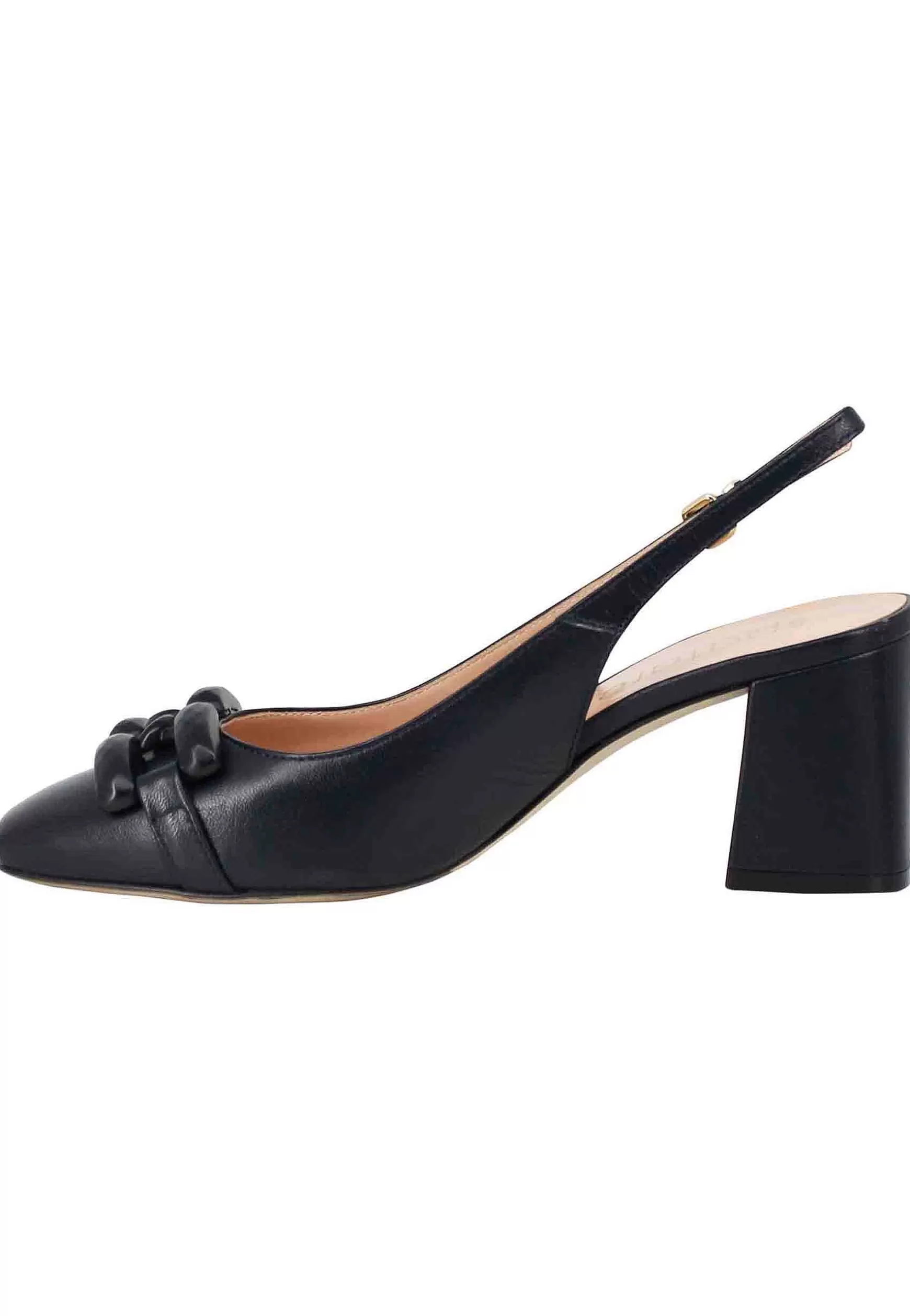 Decollete Slingback Donna In Pelle Blu Con Accessotrio In Tinta** Outlet