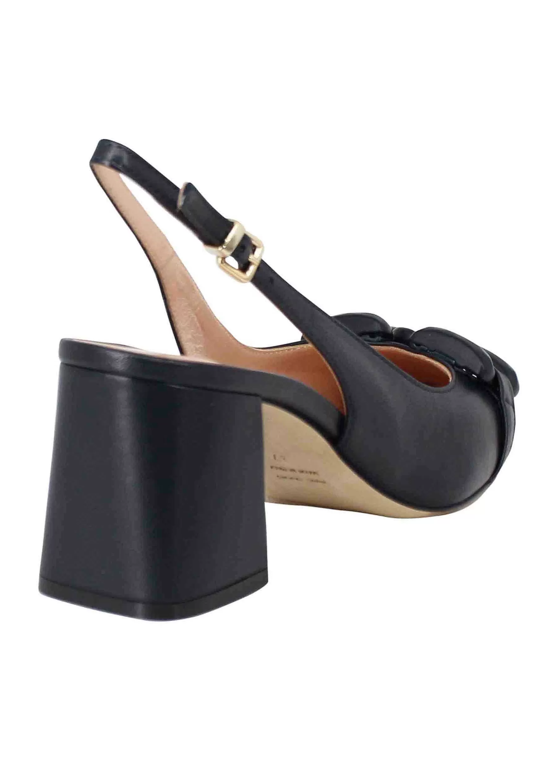 Decollete Slingback Donna In Pelle Blu Con Accessotrio In Tinta** Outlet