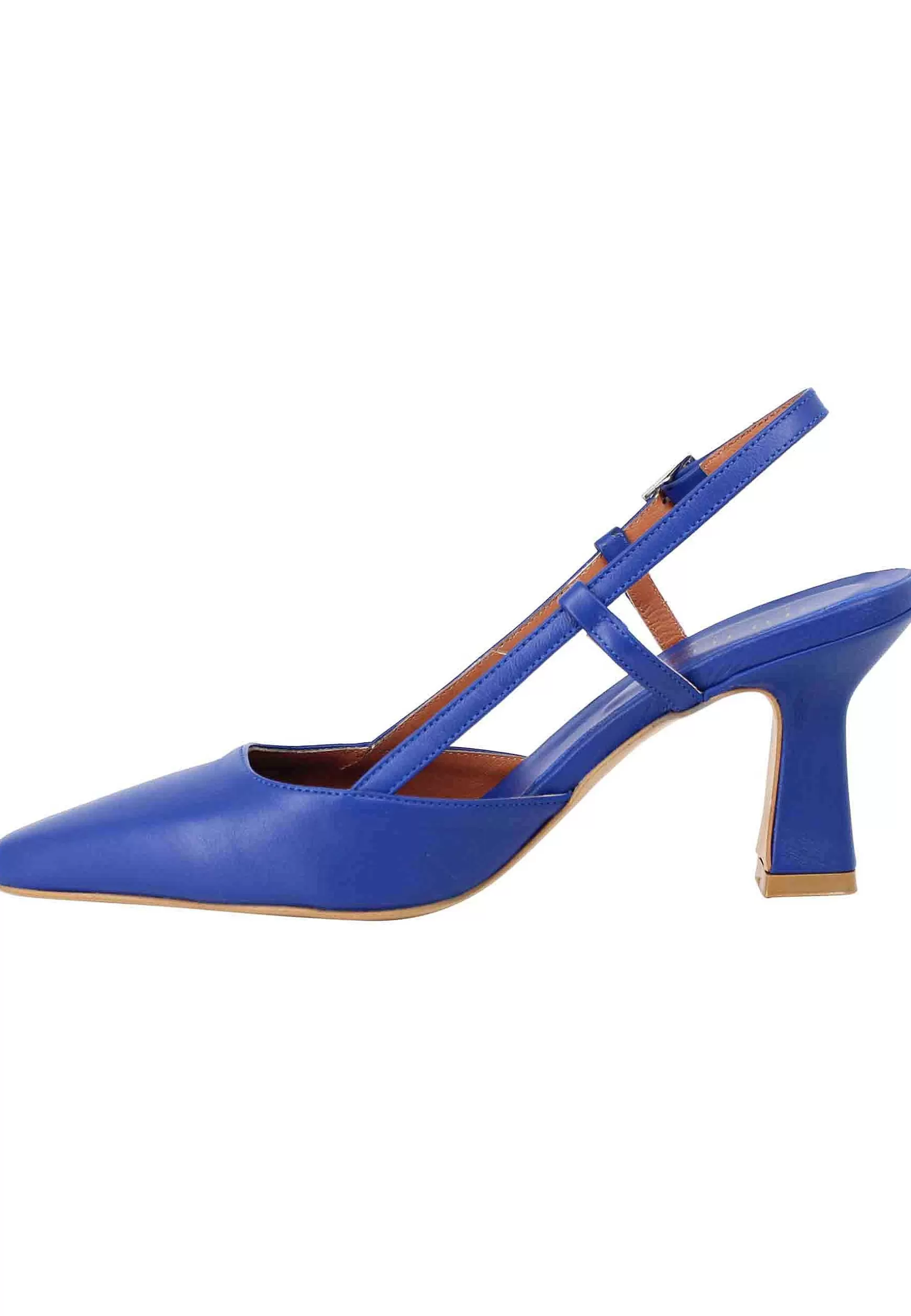 Decollete Slingback Donna In Pelle Blu Con Tacco Alto*Tattoo Best Sale