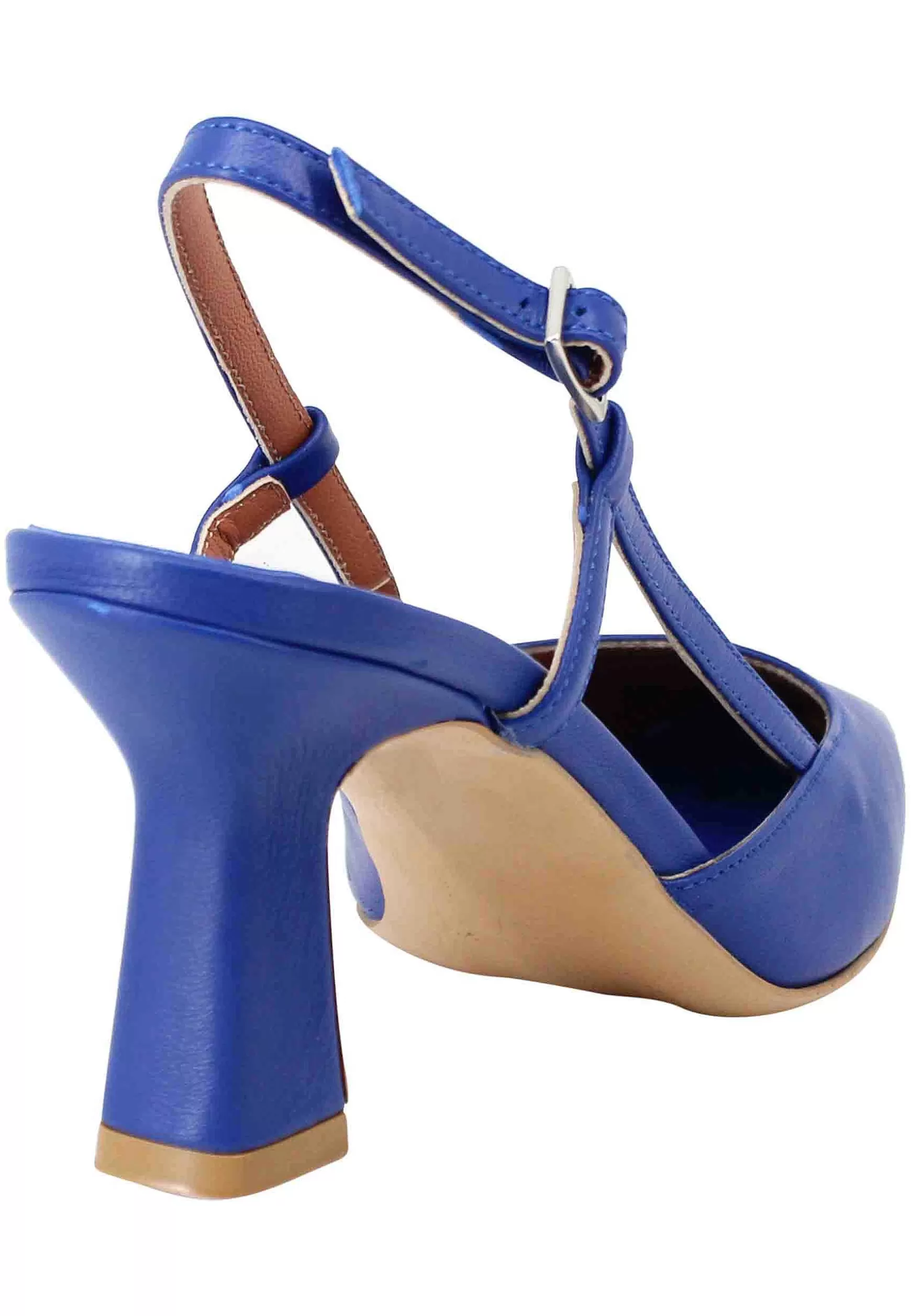 Decollete Slingback Donna In Pelle Blu Con Tacco Alto*Tattoo Best Sale