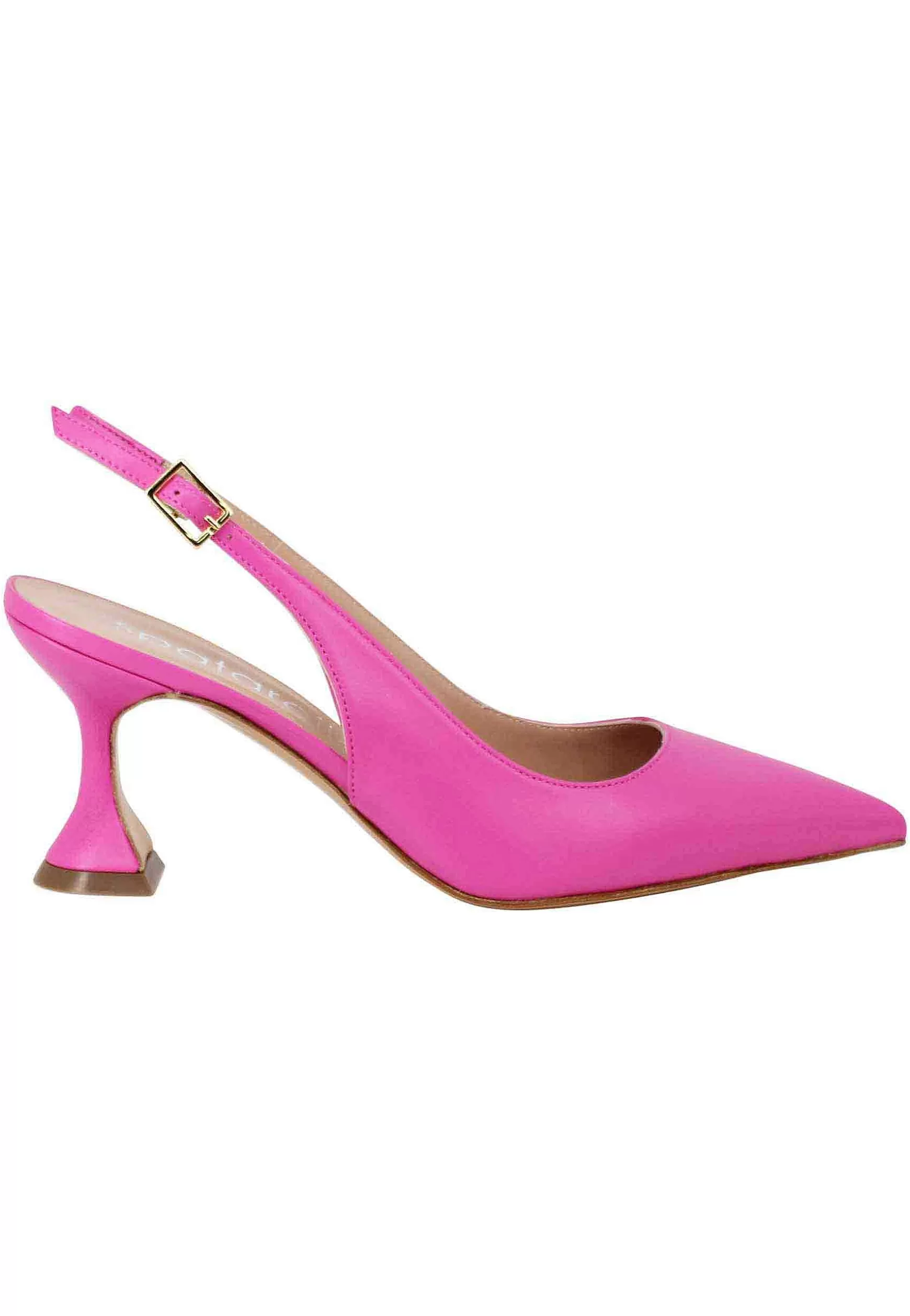 Decollete Slingback Donna In Pelle Fuxia Tacco Alto** Outlet