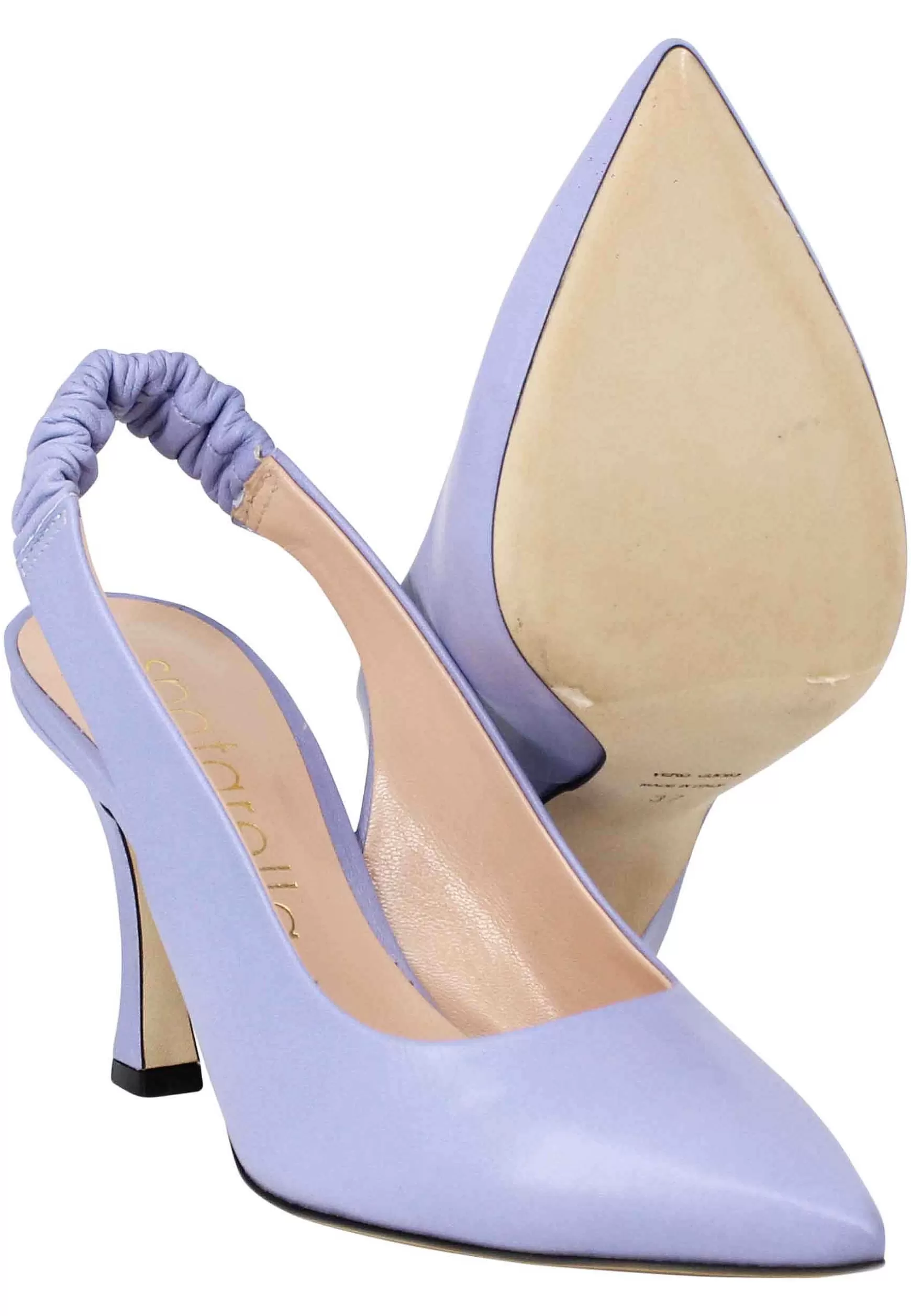 Decollete Slingback Donna In Pelle Glicine Con Tacco Alto** Best