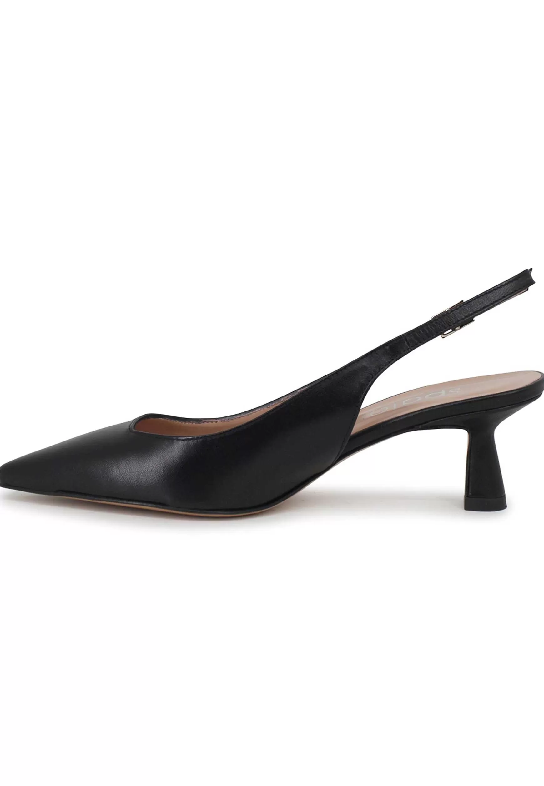 Decollete Slingback Donna In Pelle Nera Tacco Basso** Clearance