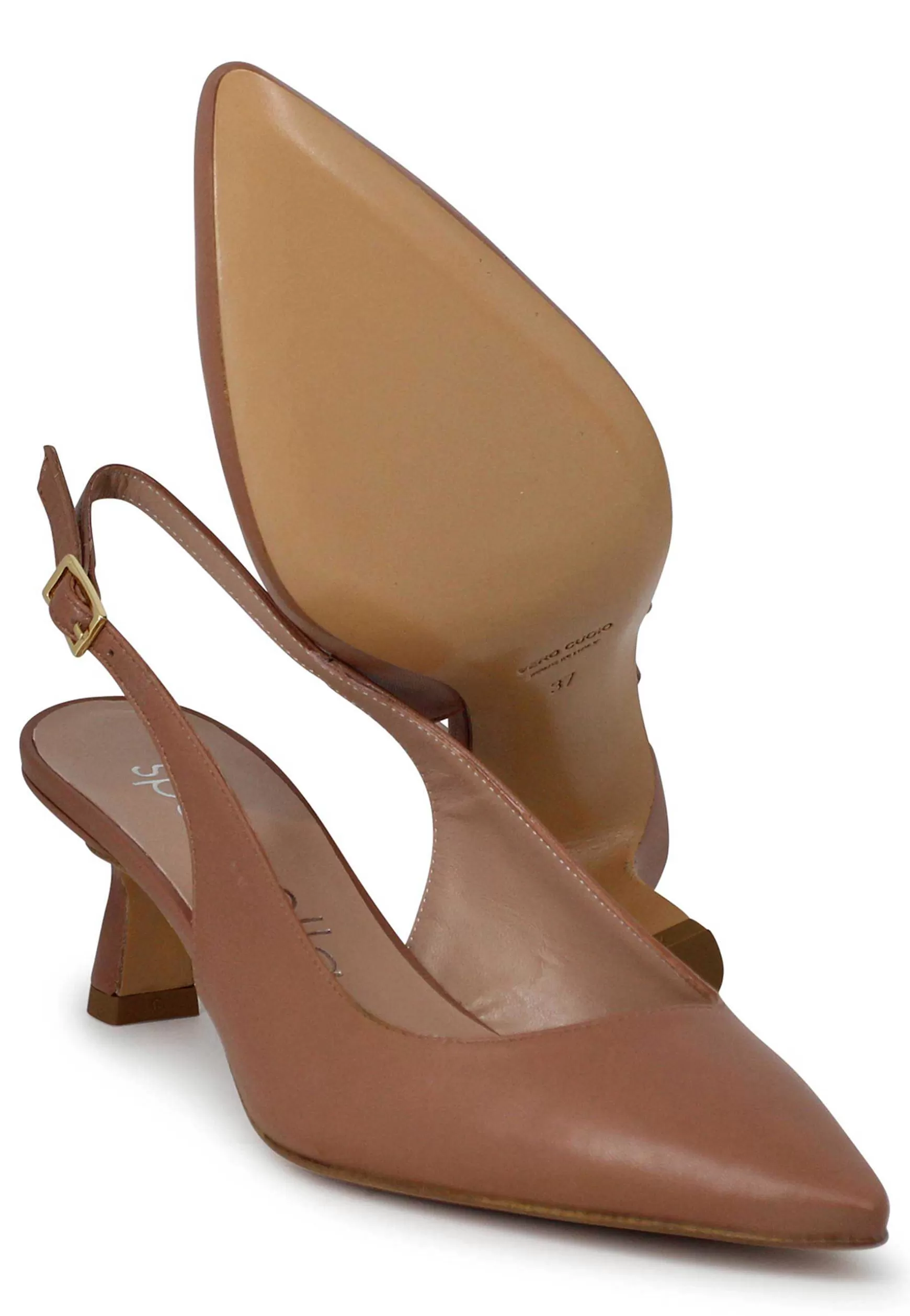 Decollete Slingback Donna In Pelle Visone Tacco Basso** Store