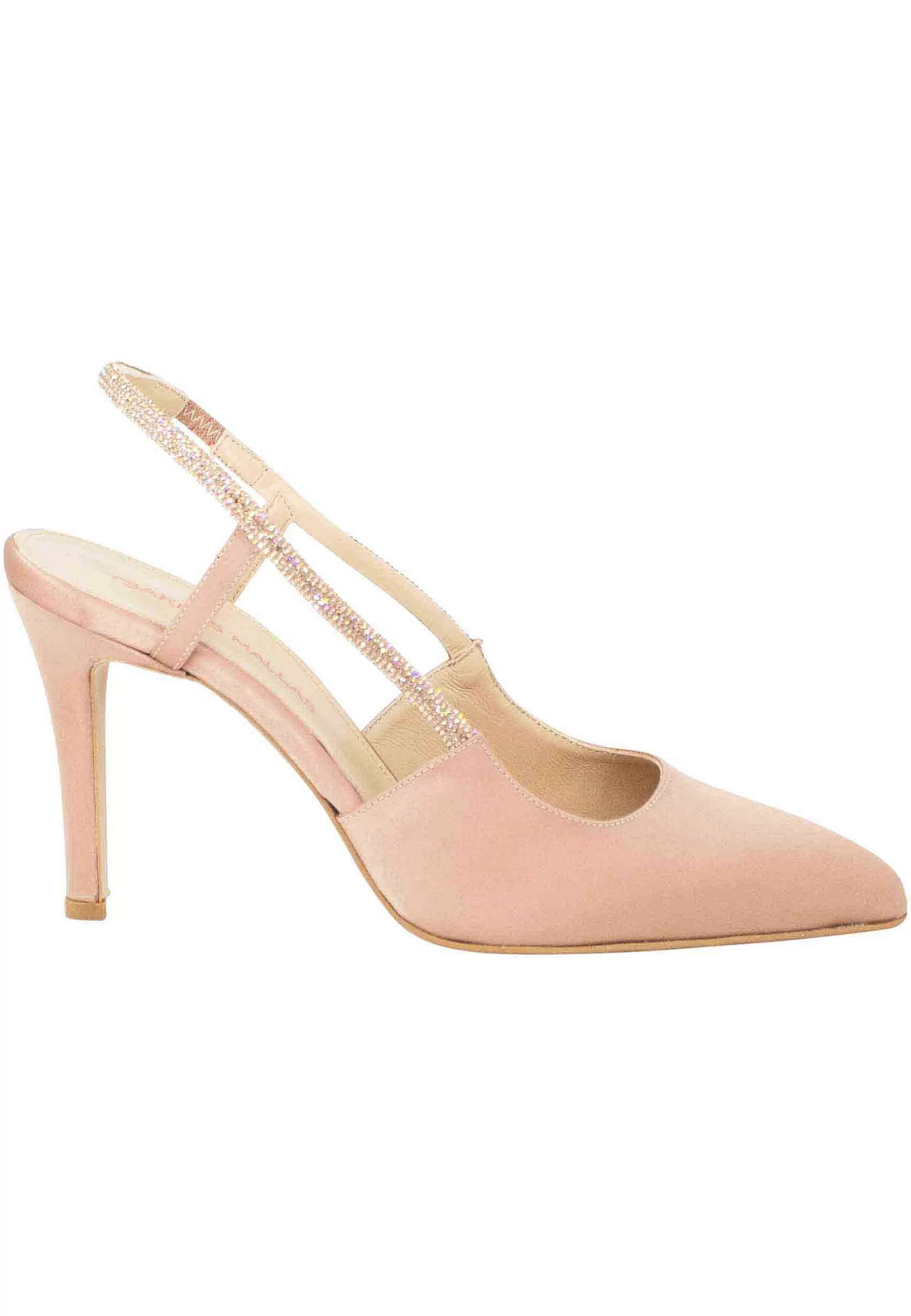 Decollete Slingback Donna In Tessuto Cipria Con Cinturino In Strass*Tsakiris Mallas Cheap