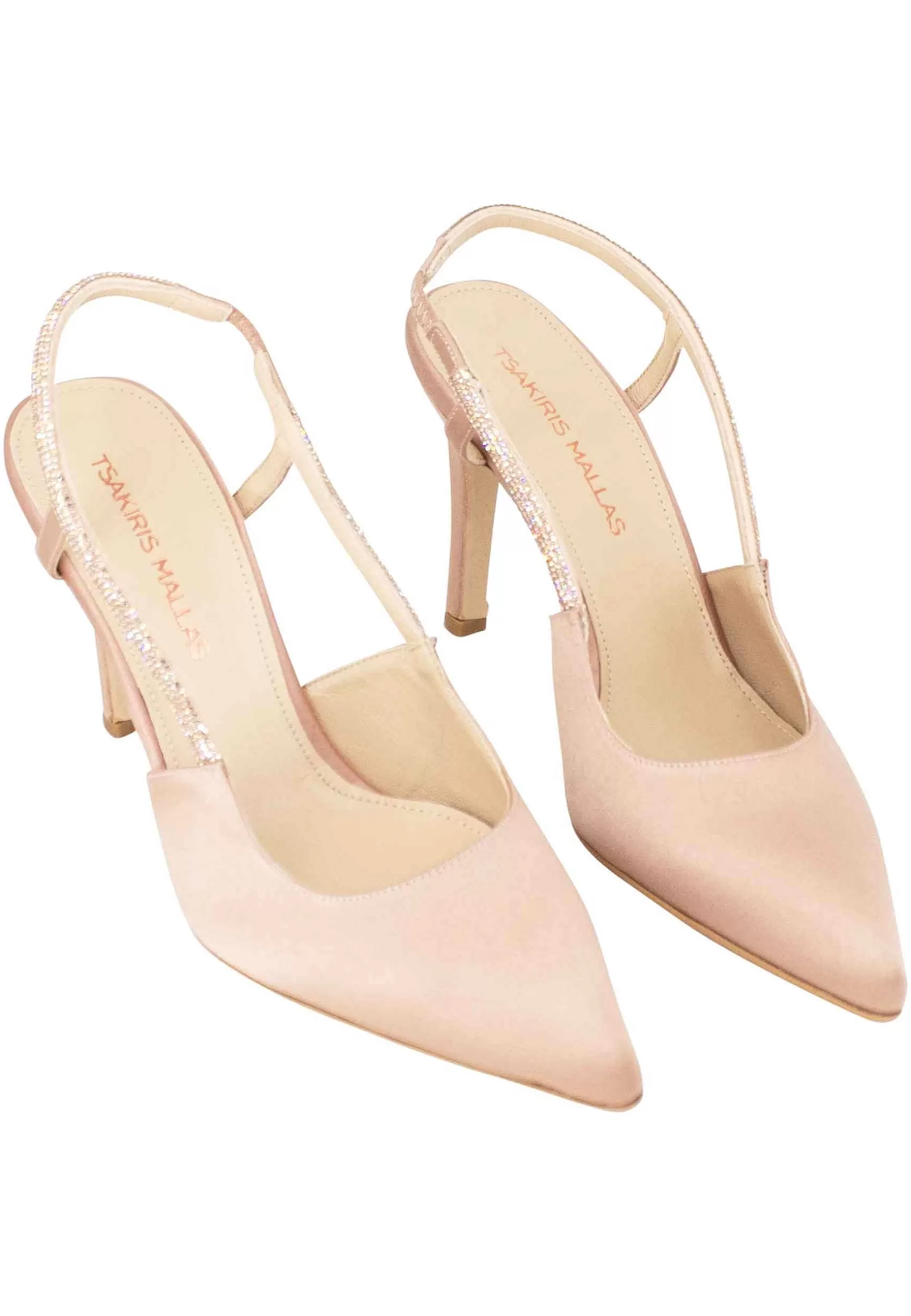 Decollete Slingback Donna In Tessuto Cipria Con Cinturino In Strass*Tsakiris Mallas Cheap