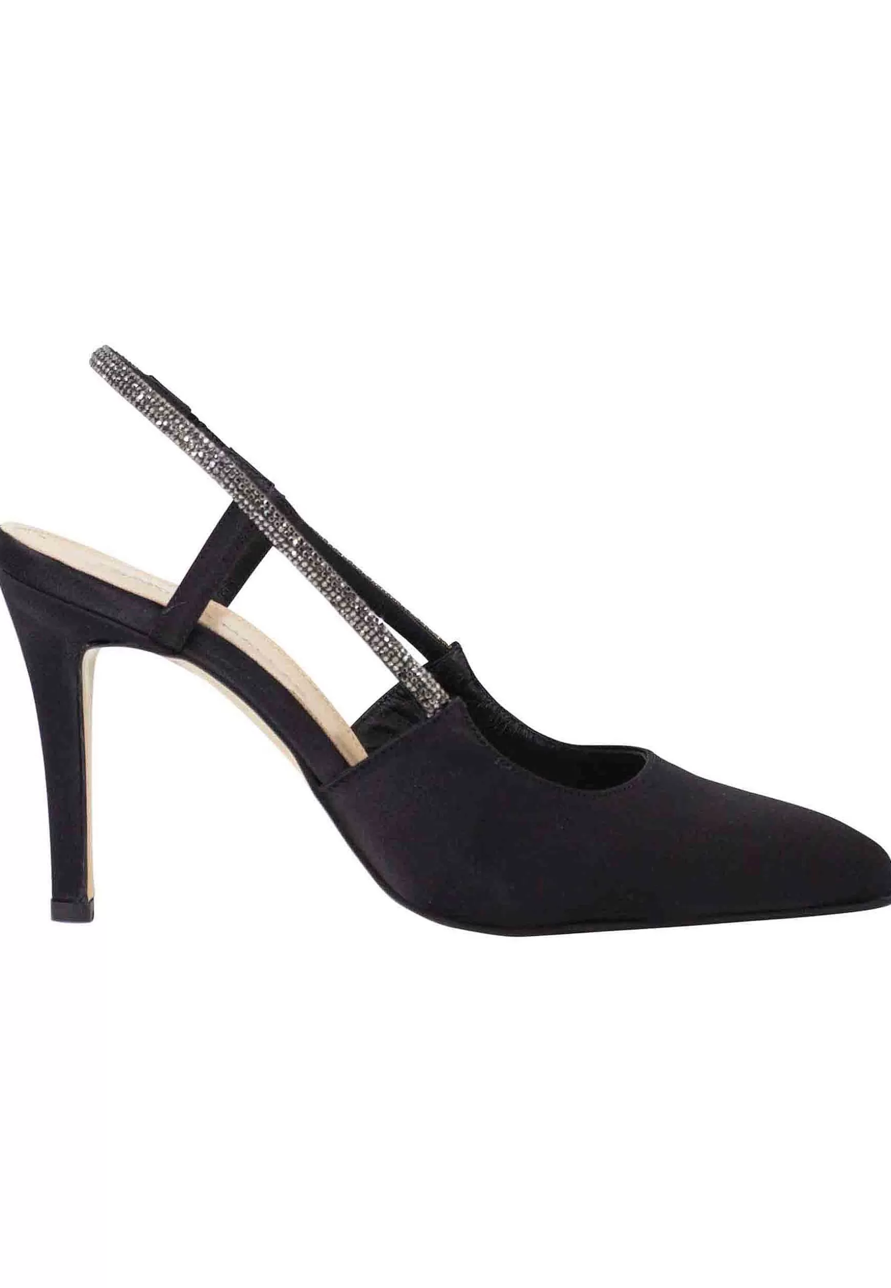 Decollete Slingback Donna In Tessuto Nero Con Cinturino In Strass*Tsakiris Mallas Cheap