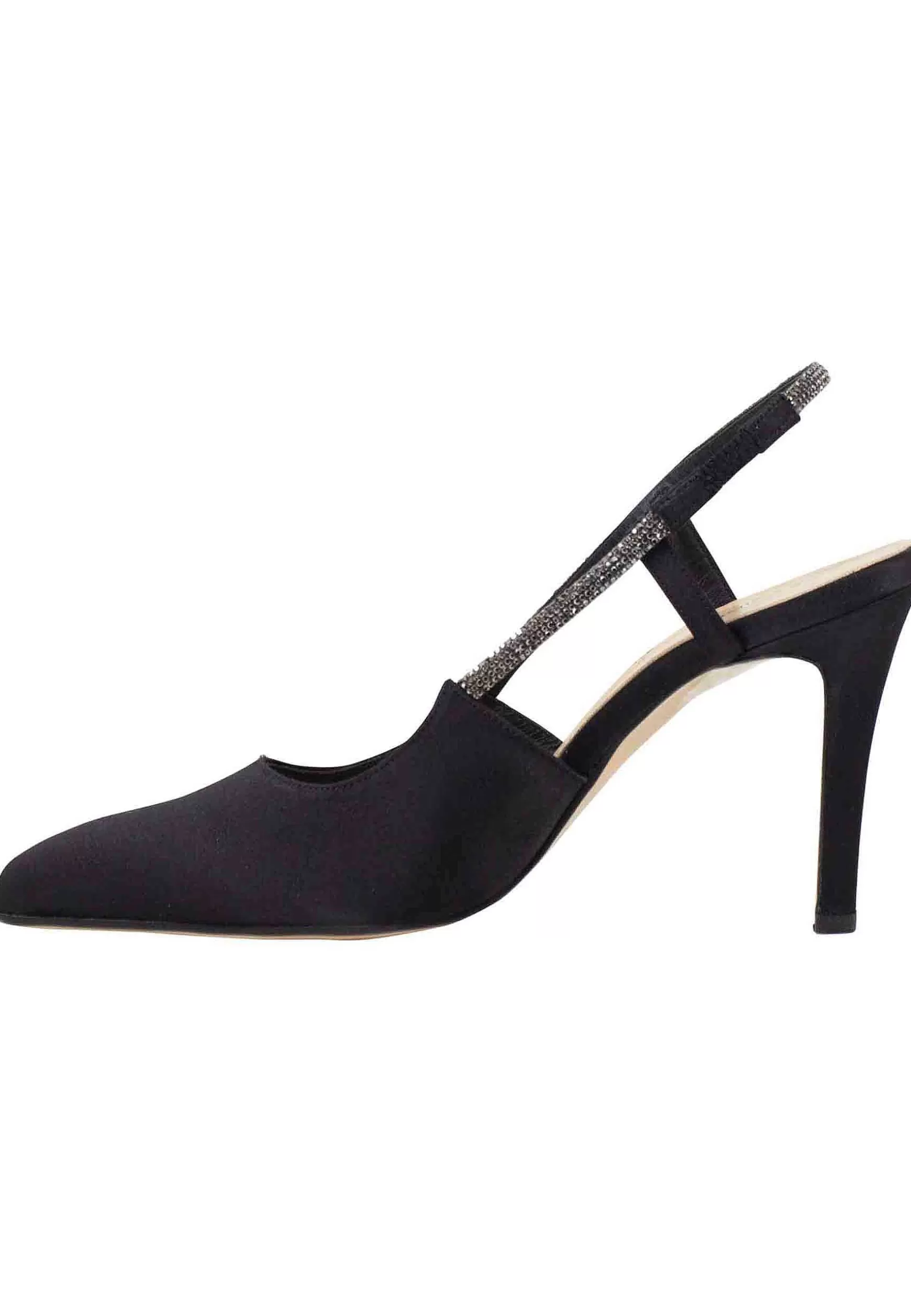 Decollete Slingback Donna In Tessuto Nero Con Cinturino In Strass*Tsakiris Mallas Cheap