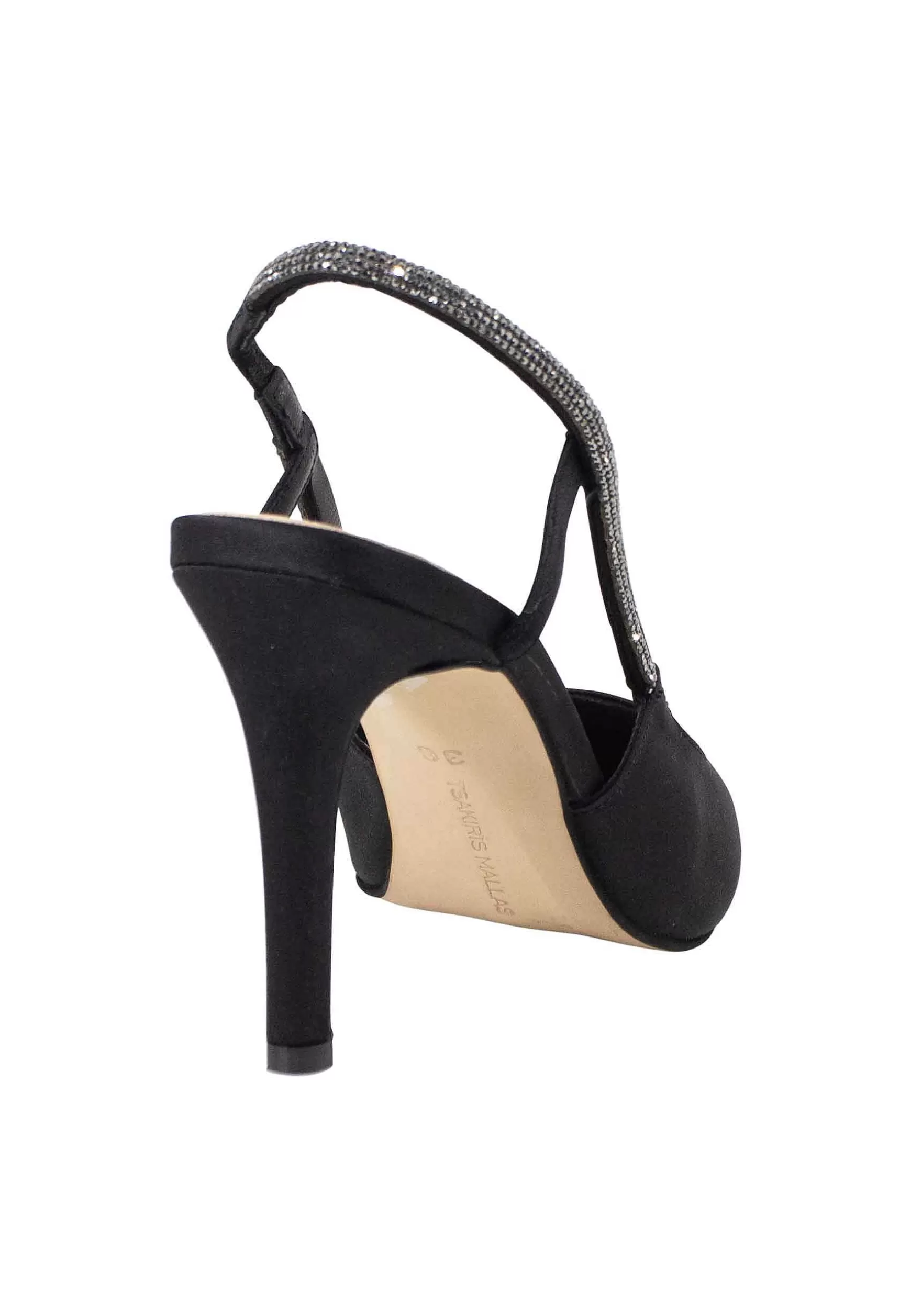 Decollete Slingback Donna In Tessuto Nero Con Cinturino In Strass*Tsakiris Mallas Cheap