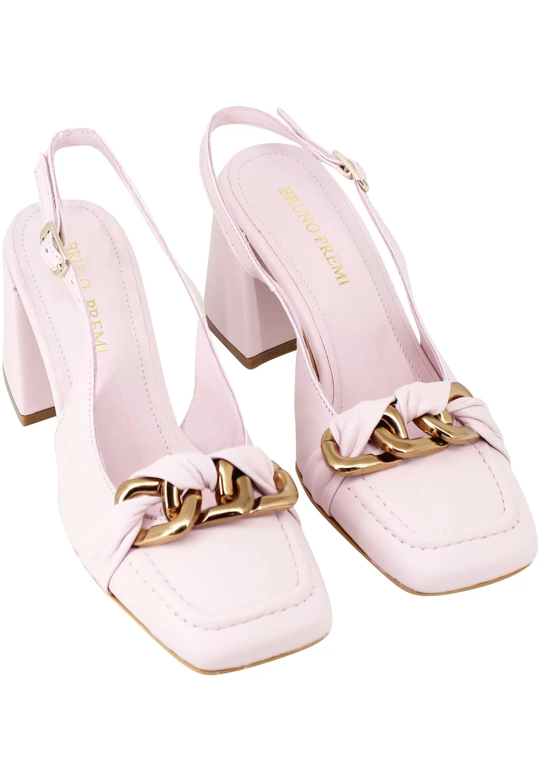 Decollete Slingback Donna Tal Bon In Pelle Glicine Tacco Alto E Punta Quadra*Bruno Premi Store