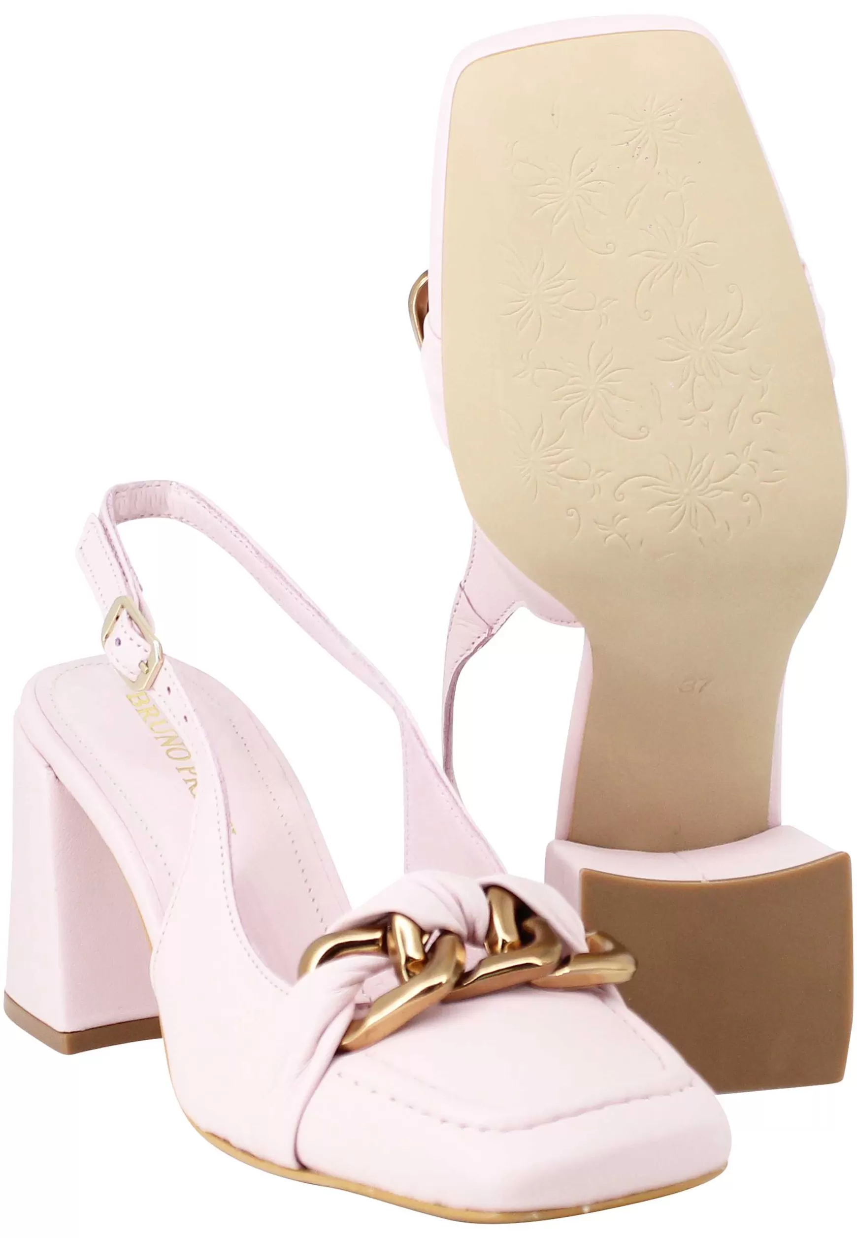 Decollete Slingback Donna Tal Bon In Pelle Glicine Tacco Alto E Punta Quadra*Bruno Premi Store