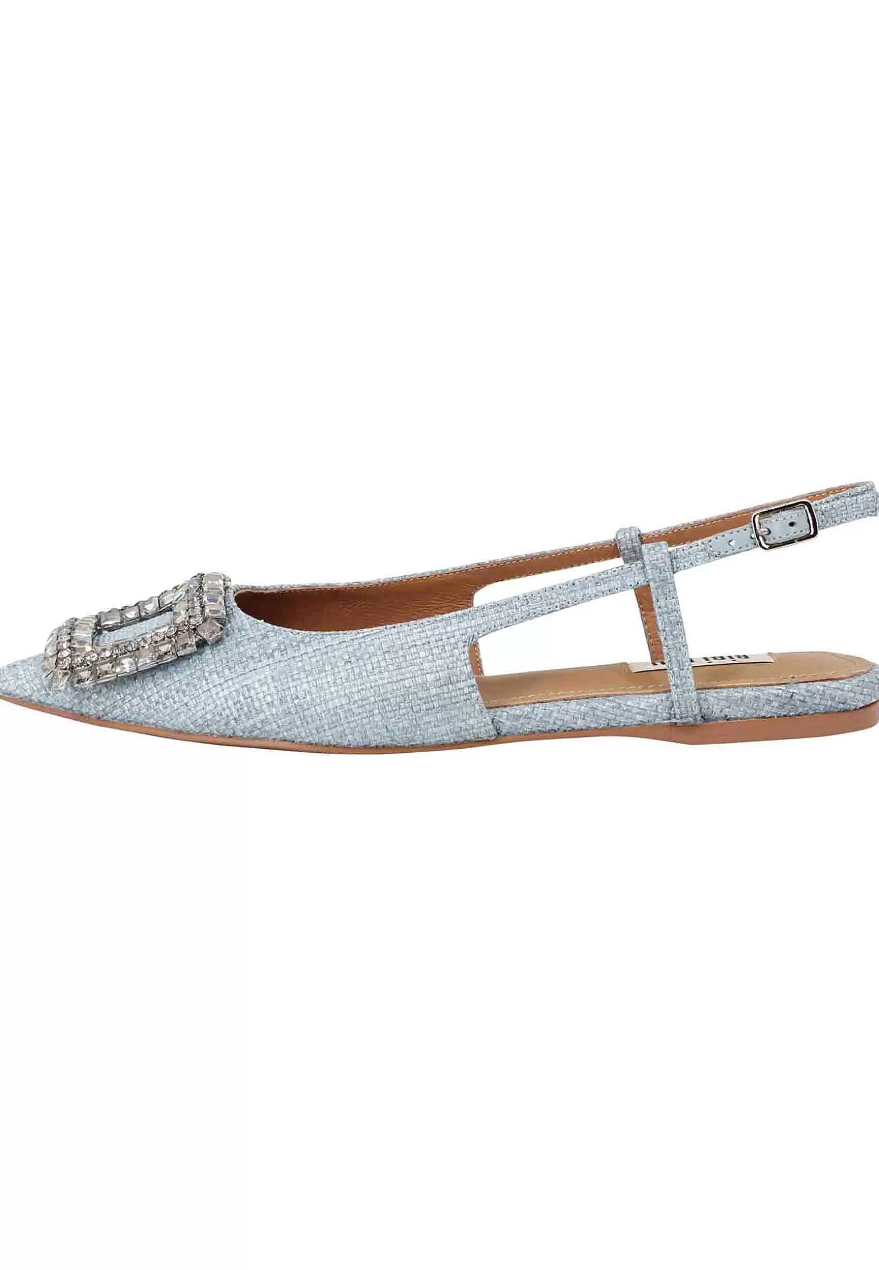 Decollete Slingback Sweet Donna In Tessuto Celeste Con Fibbia In Strass*Bibi Lou Cheap