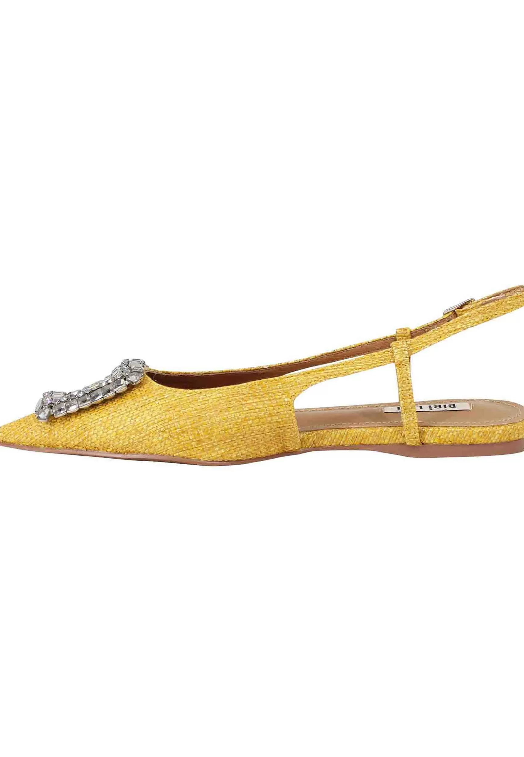 Decollete Slingback Sweet Donna In Tessuto Senape Con Fibbia In Strass*Bibi Lou Hot
