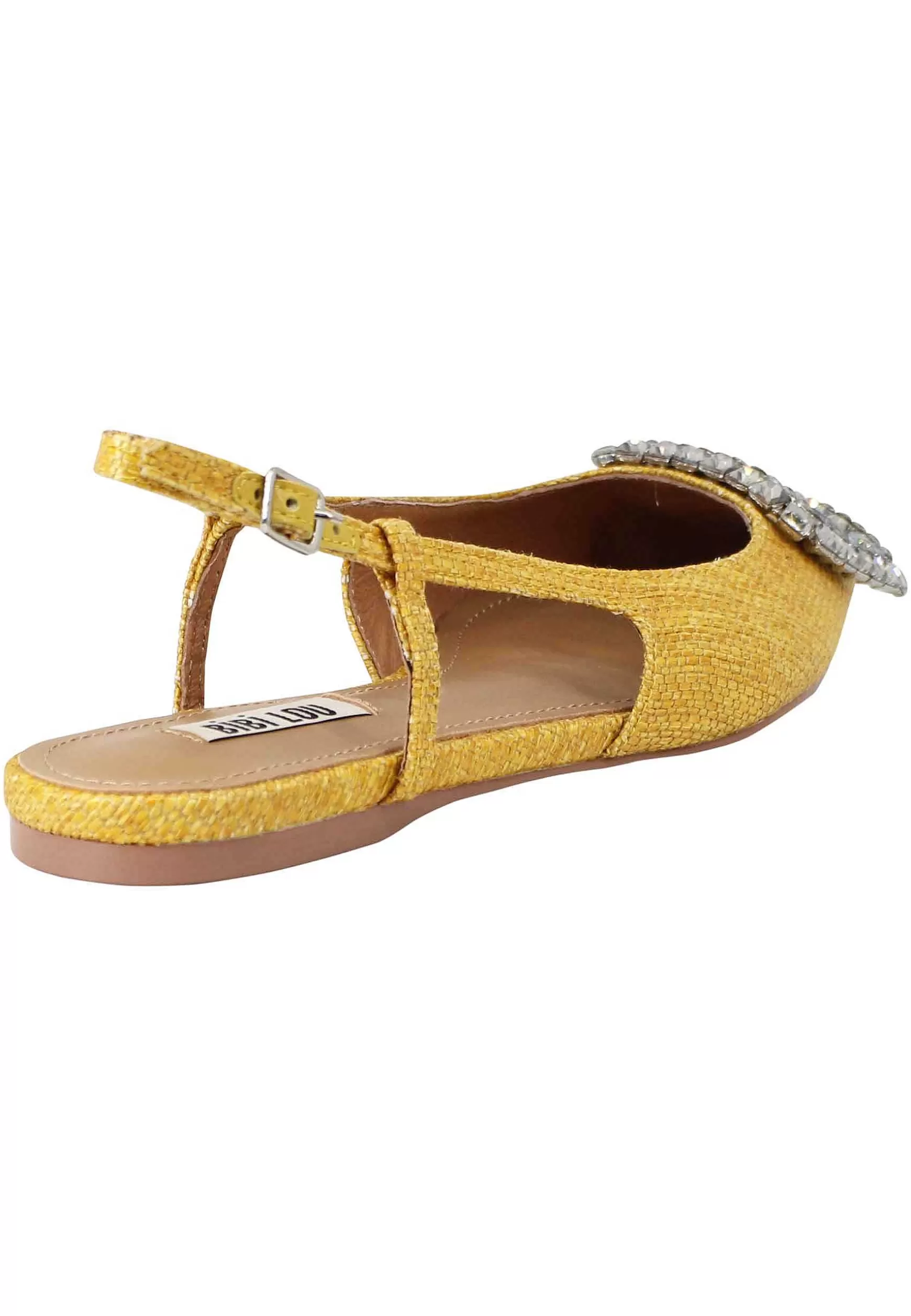 Decollete Slingback Sweet Donna In Tessuto Senape Con Fibbia In Strass*Bibi Lou Hot