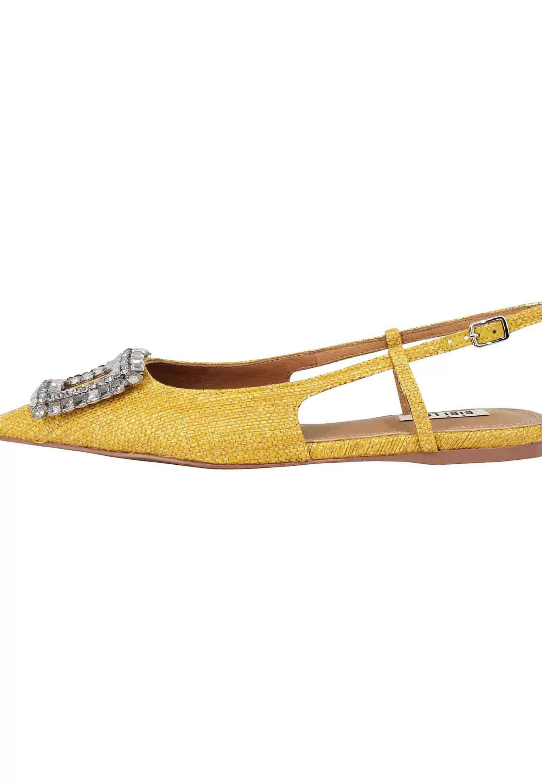 Decollete Slingback Sweet Donna In Tessuto Senape Con Fibbia In Strass*Bibi Lou Hot