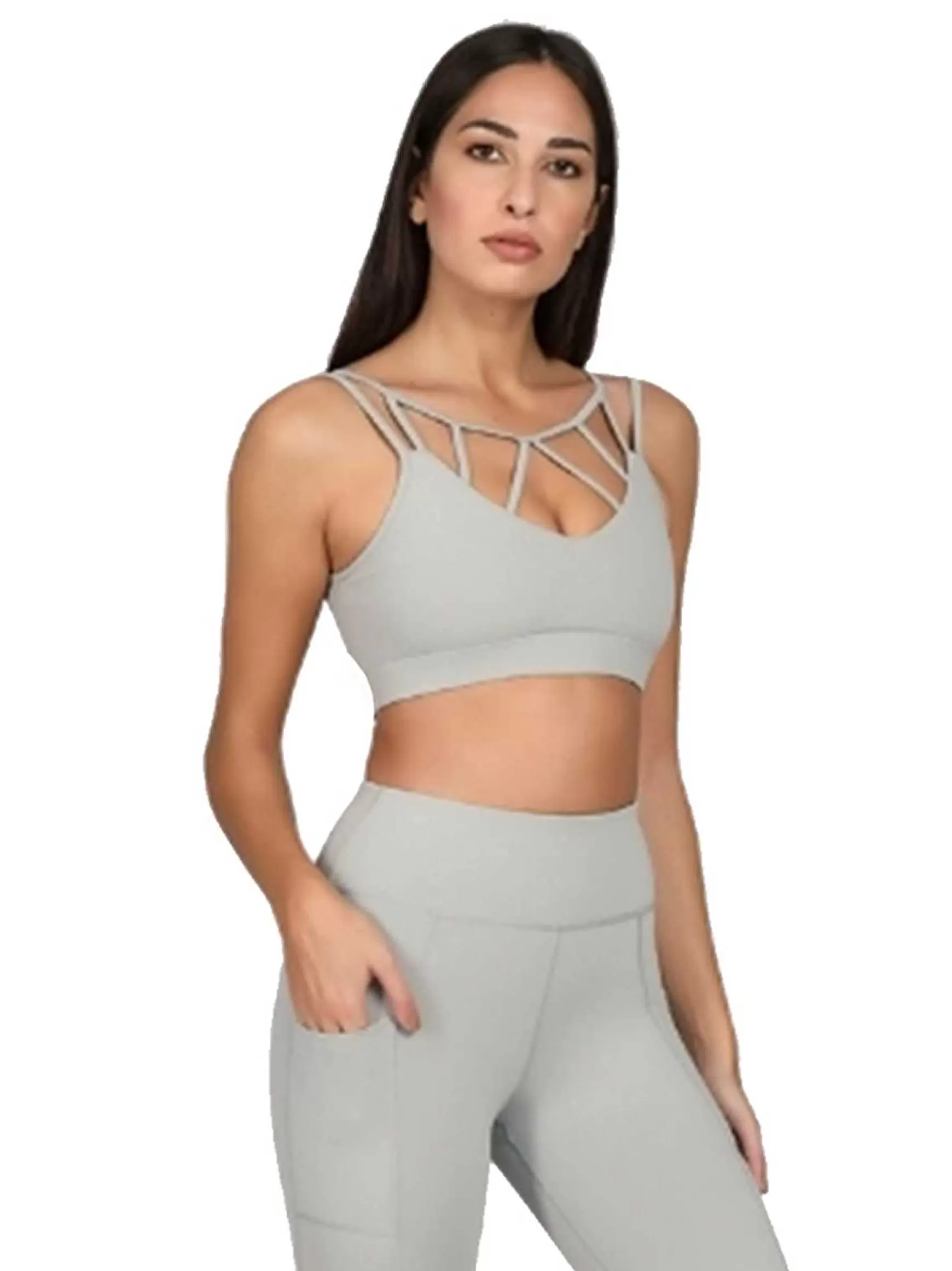 Dinamika Top Sportswear Donna In Microfibra Grigio Imbottito Effetto Push Up*Invertika Online