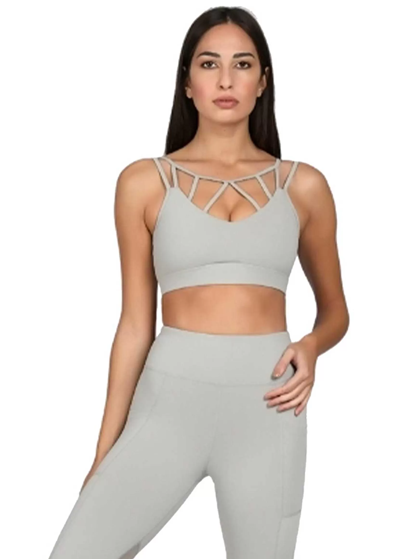 Dinamika Top Sportswear Donna In Microfibra Grigio Imbottito Effetto Push Up*Invertika Online