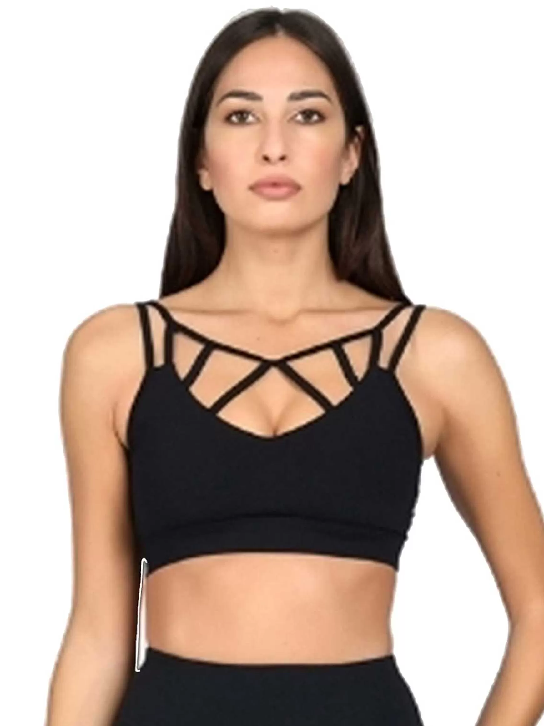 Dinamika Top Sportswear Donna In Microfibra Nero Imbottito Effetto Push Up*Invertika Best Sale