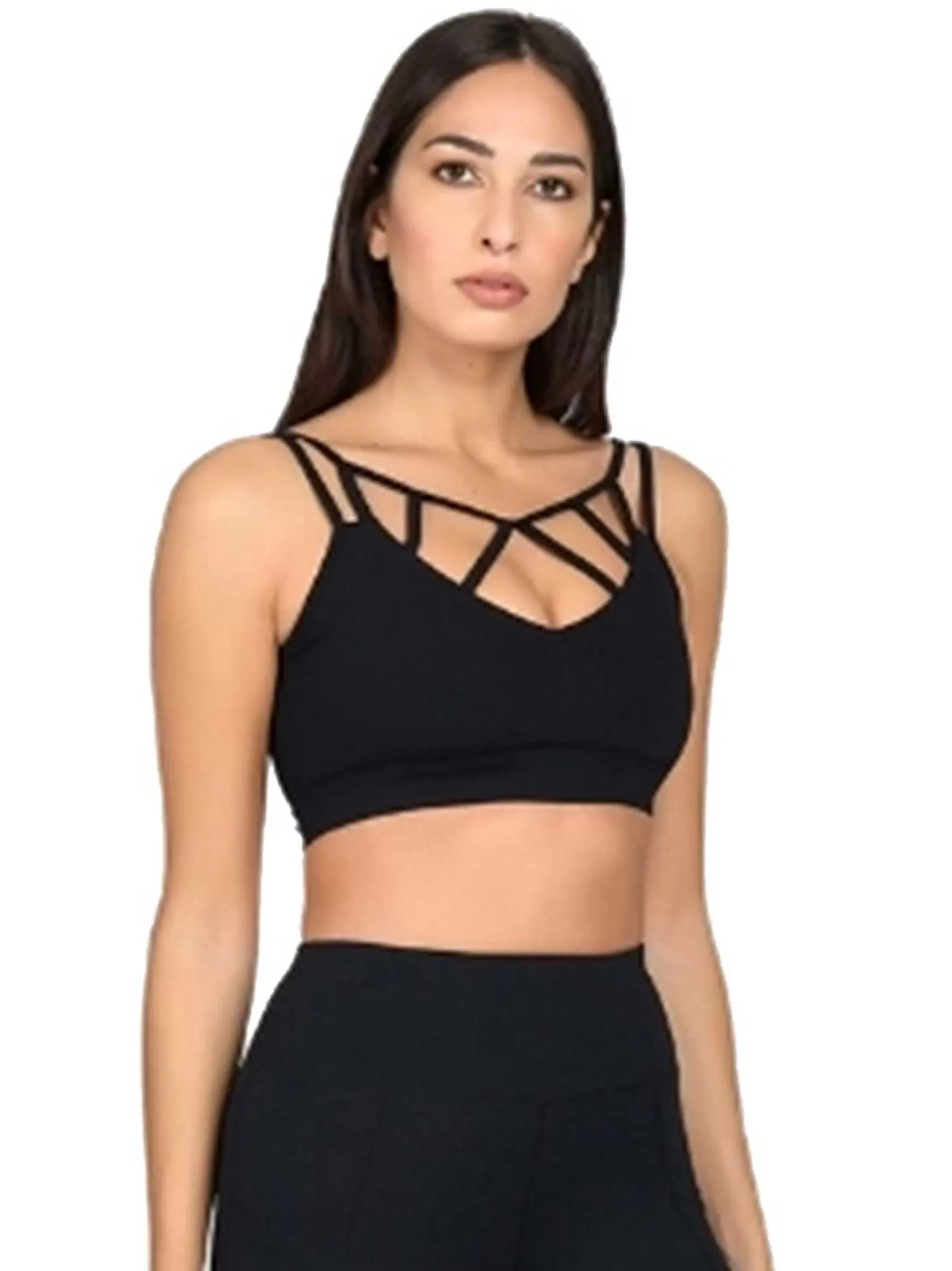 Dinamika Top Sportswear Donna In Microfibra Nero Imbottito Effetto Push Up*Invertika Best Sale